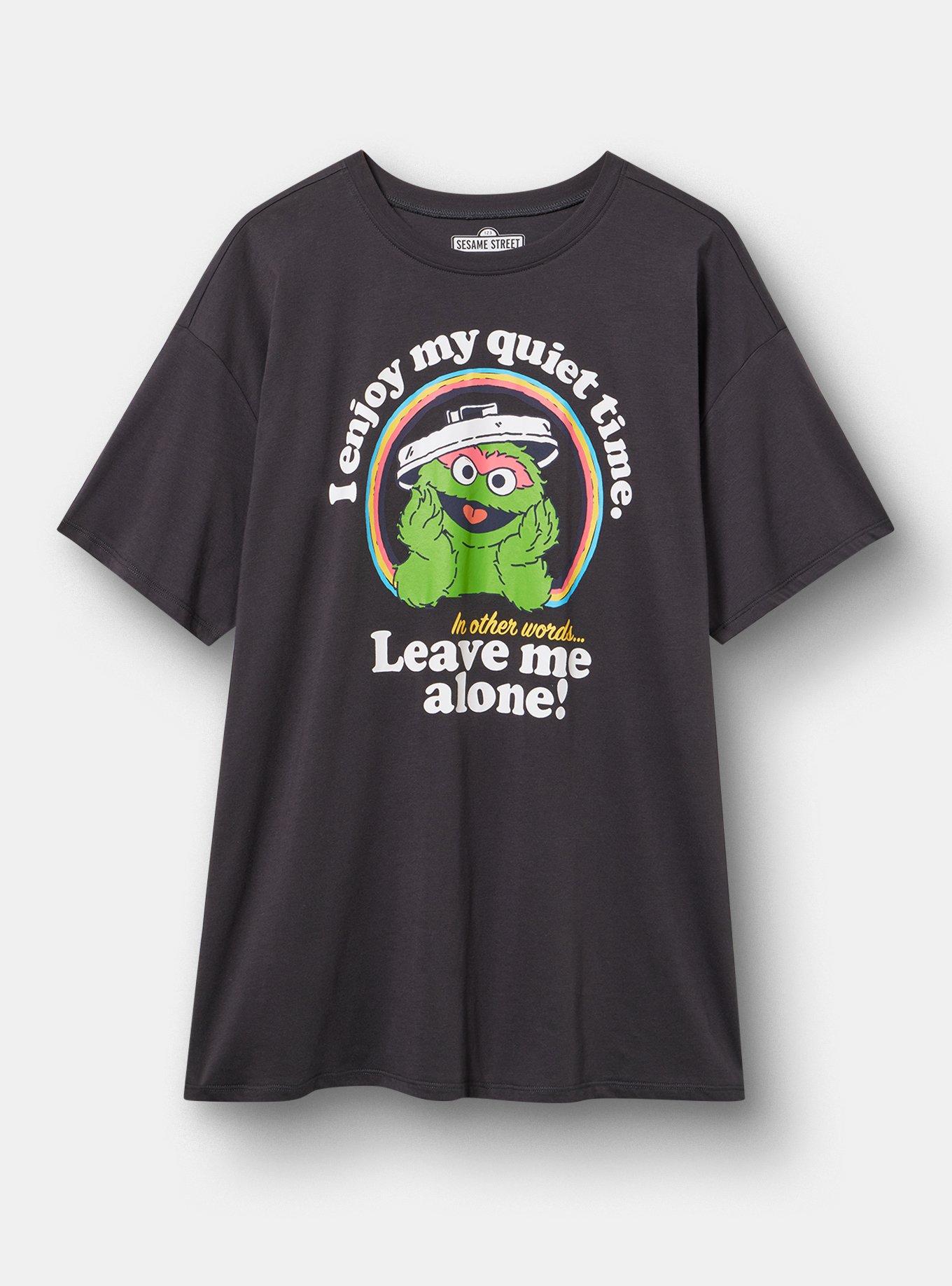 Sesame Street Oversized Cotton Tunic Tee, LEAVE ME ALONE OBSIDIAN, hi-res