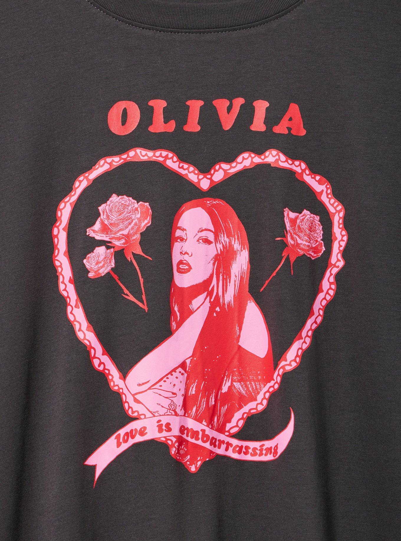 Olivia Rodrigo Relaxed Cotton Jersey Tee, LOVE IS EMBARRASING OBSIDIAN, alternate