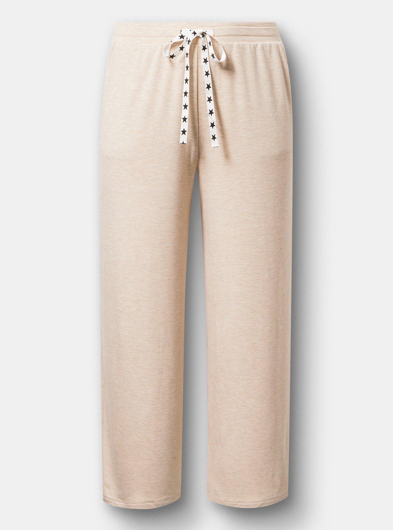 Lightweight French Terry Ultra Wide-Leg Lounge Pant, WARMER OATMEAL, hi-res