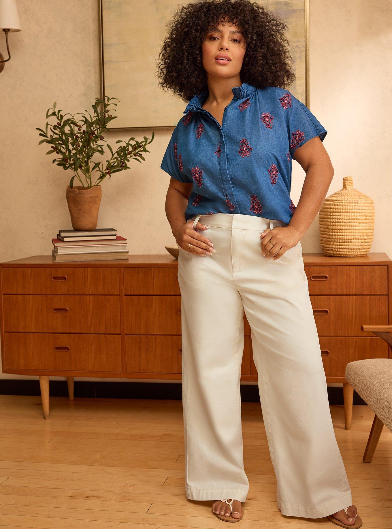 Belle Isle Embroidered Chambray Top, ALAIA MEDALLIONS BLUE, alternate