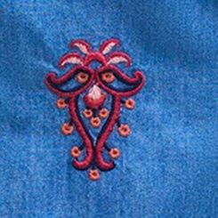 Belle Isle Embroidered Chambray Top, ALAIA MEDALLIONS BLUE, swatch