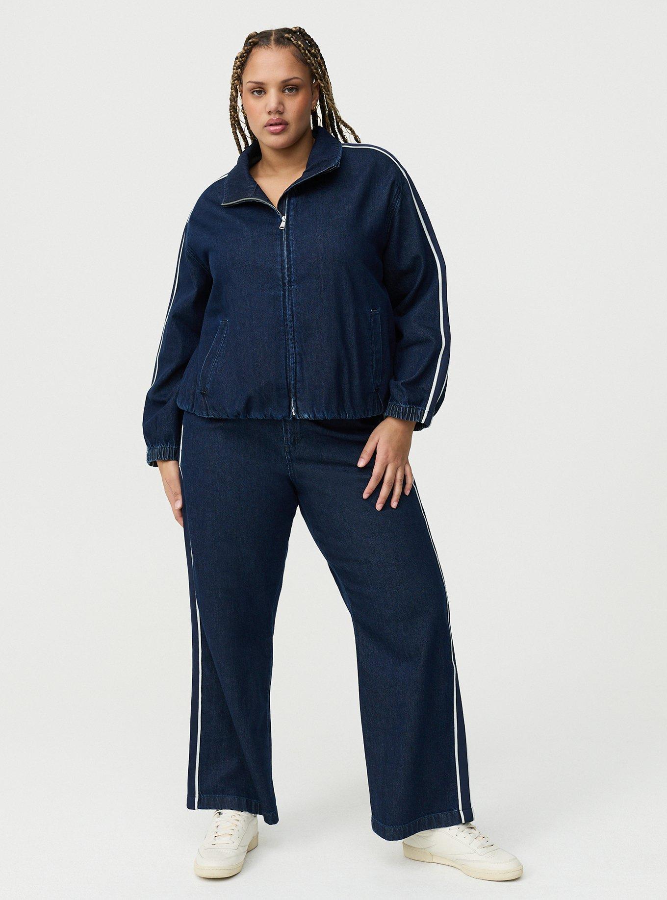 Stripe Zip Denim Bomber, RINSE, alternate