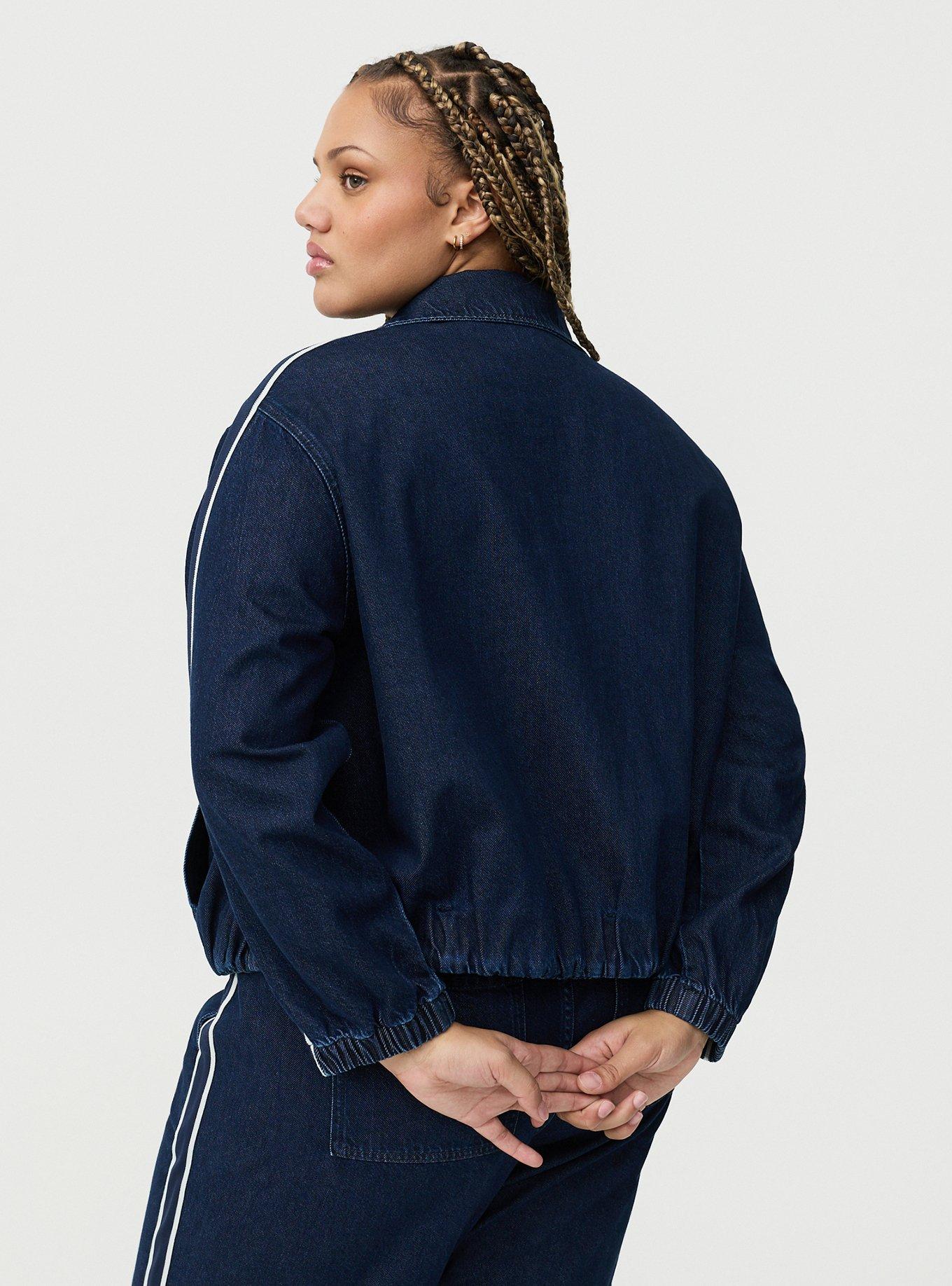 Stripe Zip Denim Bomber, RINSE, alternate