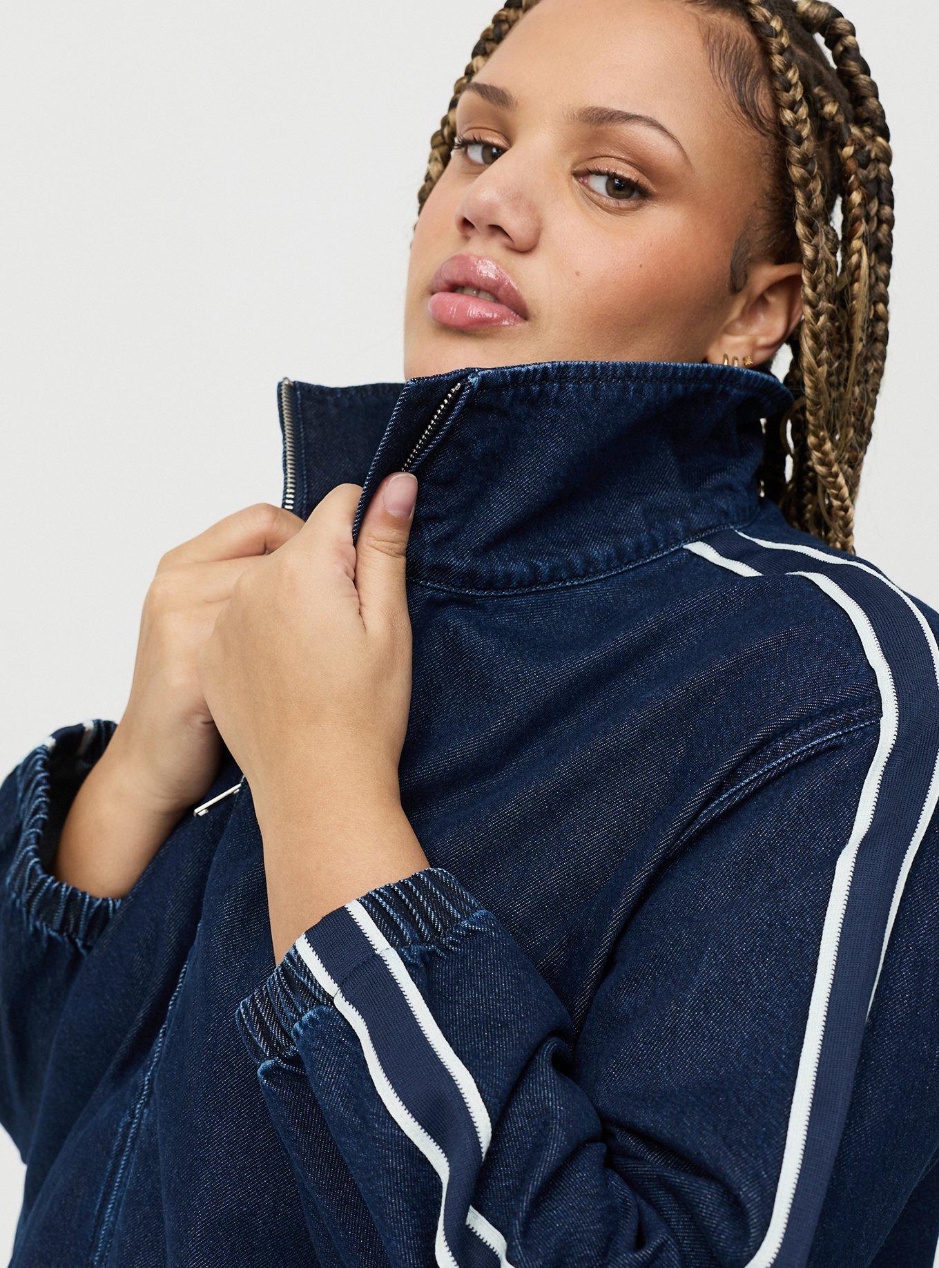 Stripe Zip Denim Bomber, RINSE, alternate