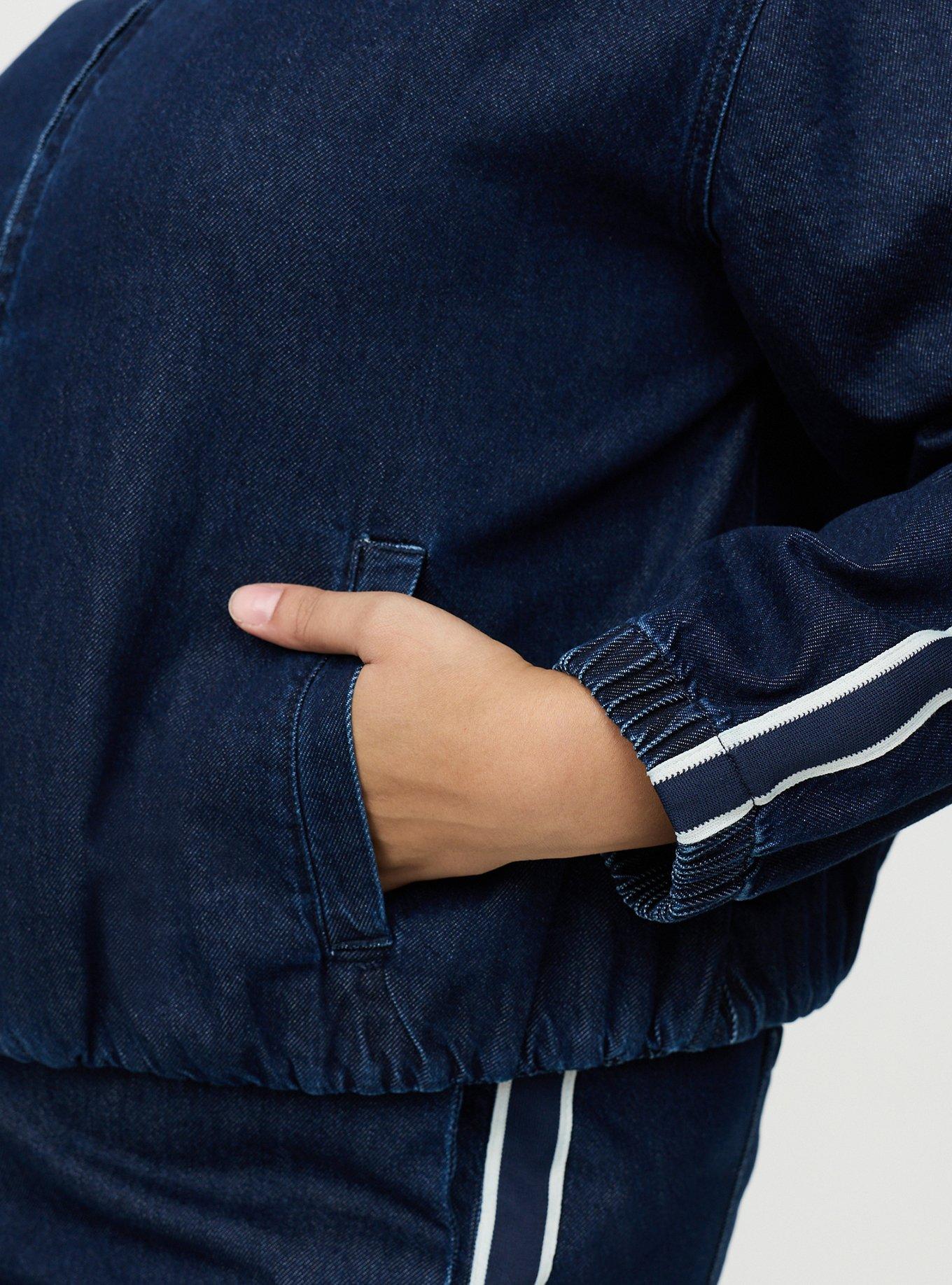 Stripe Zip Denim Bomber, RINSE, alternate