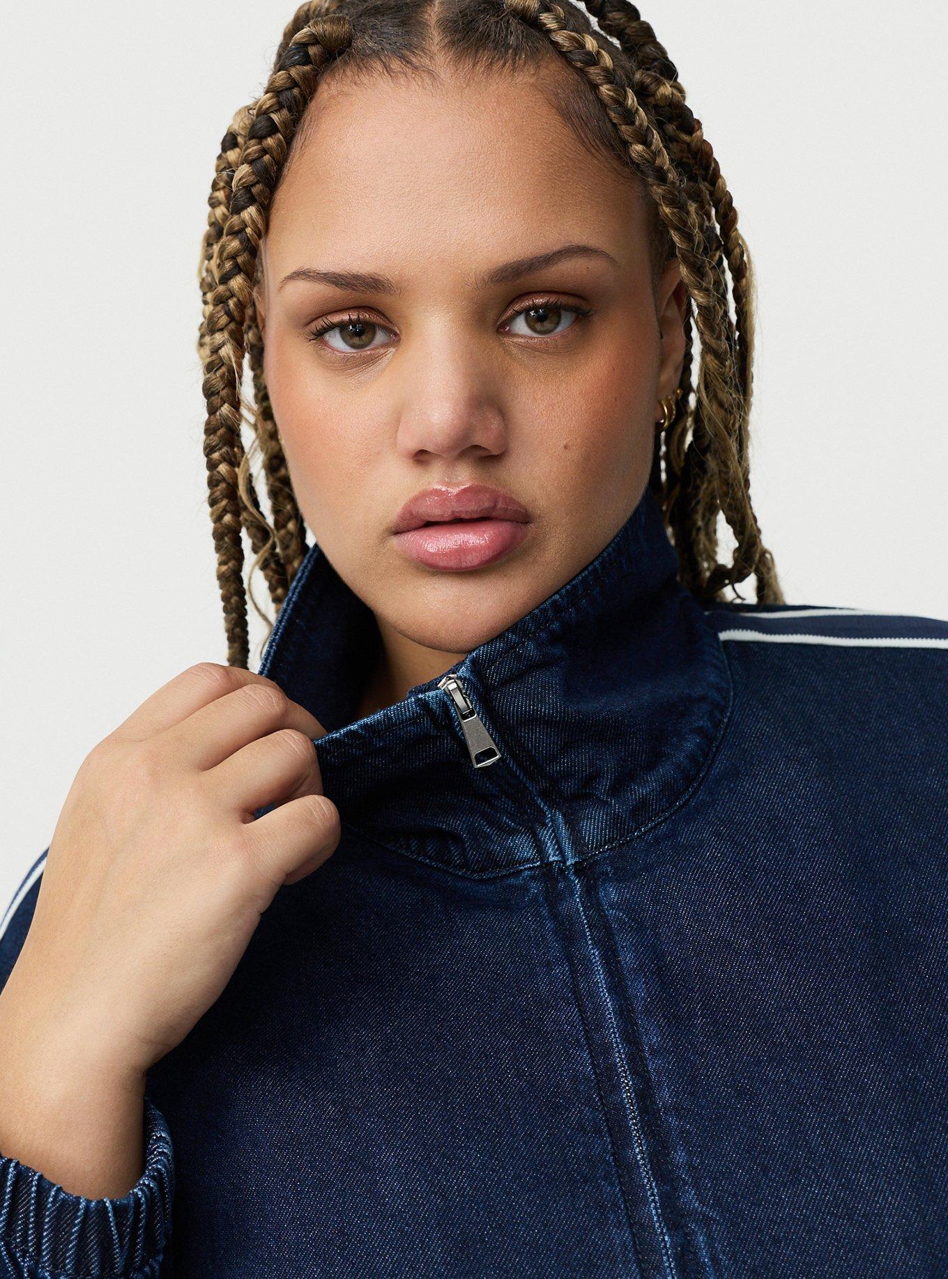 Stripe Zip Denim Bomber, RINSE, alternate