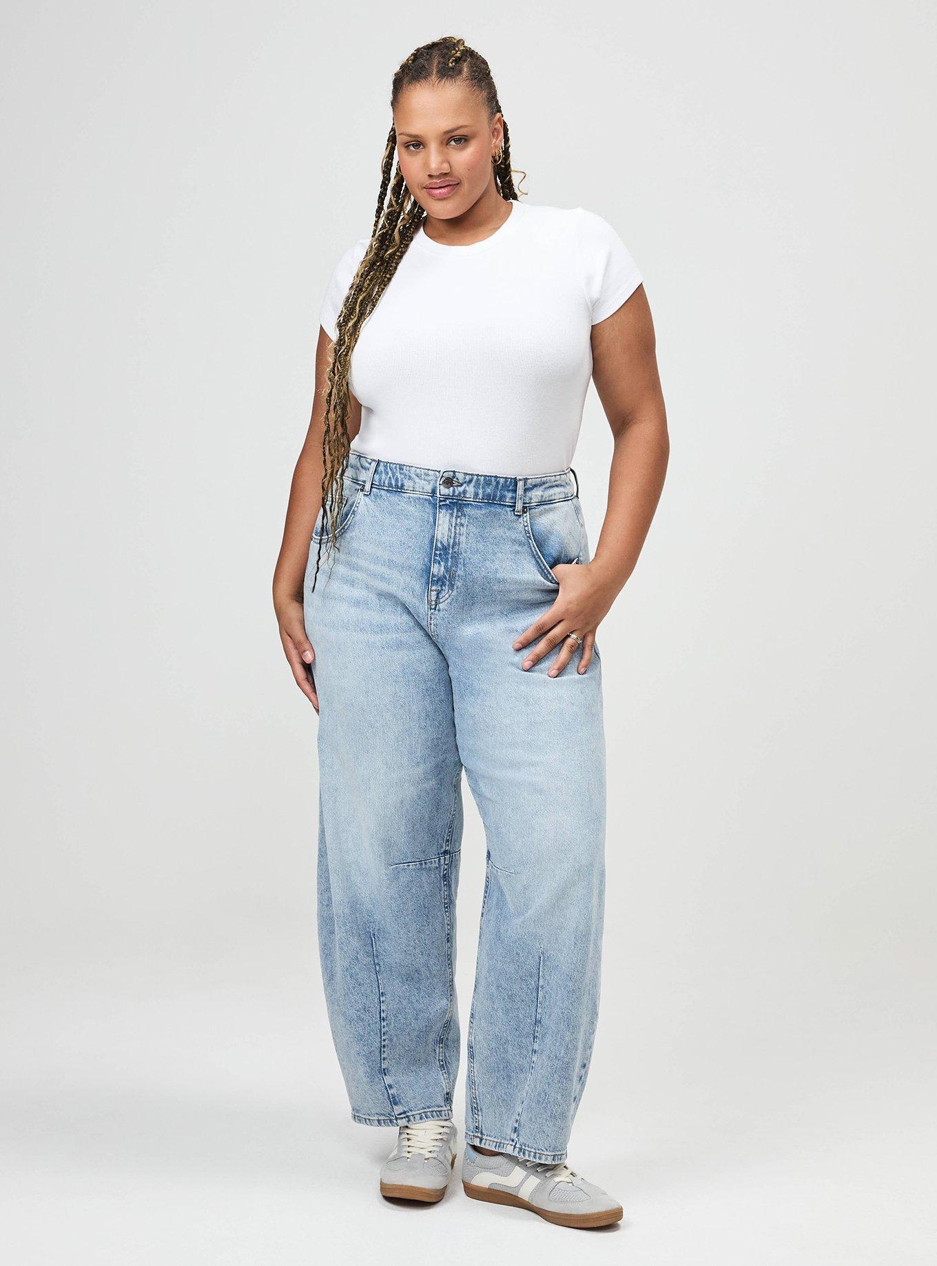 High-Rise Drapey Barrel Jean, FREE POUR, hi-res