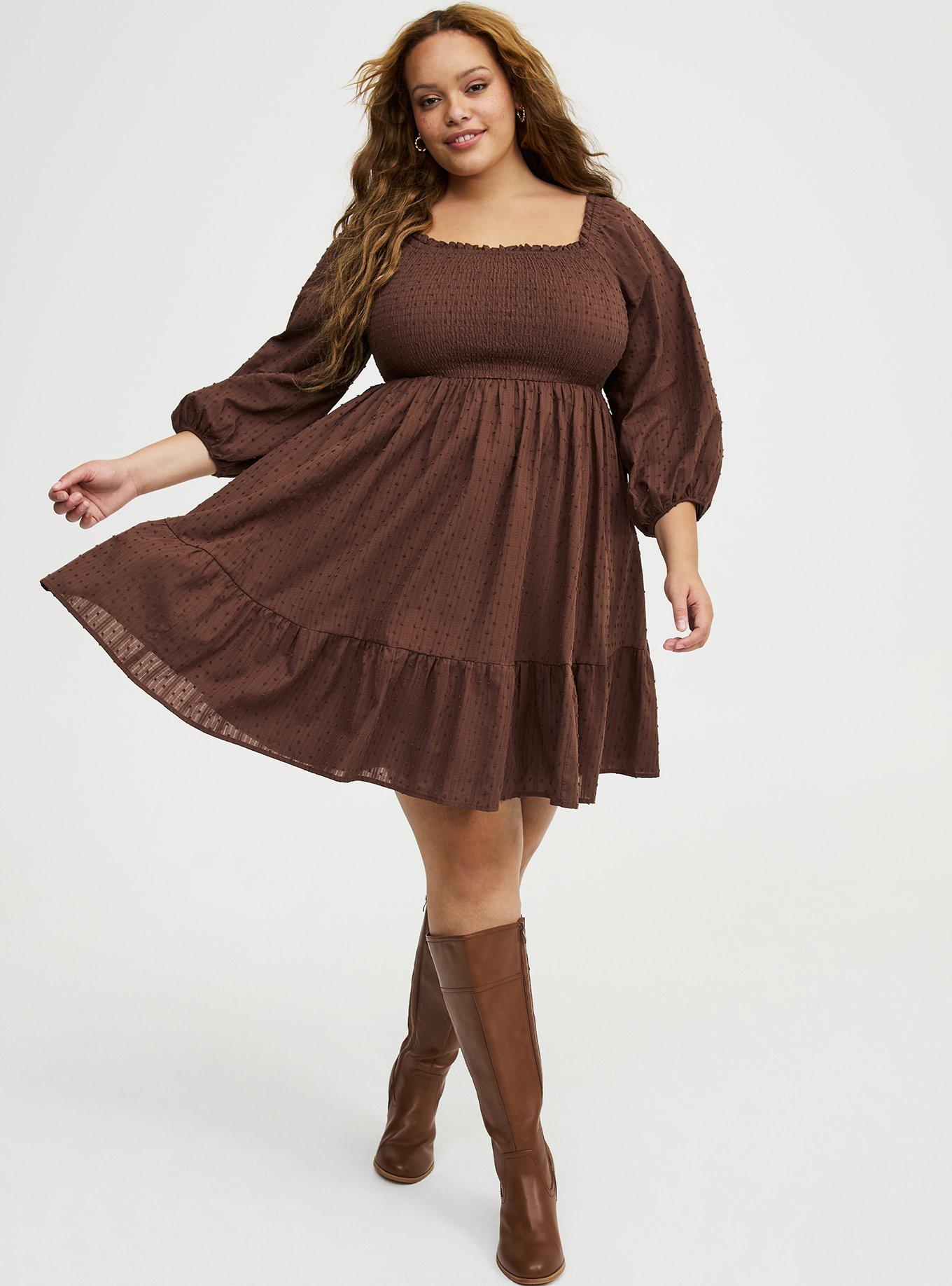 brown smocked dress Brown Gingham Smocked Button Down Midi Dress
