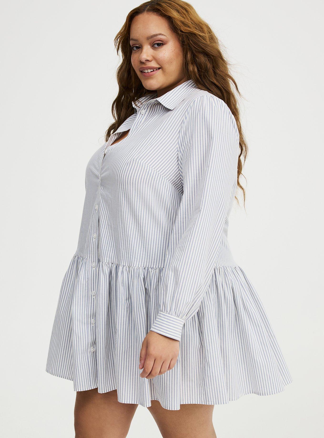 Drop Waist Shirtdress, BANKER STRIPE TROPOSPHERE, alternate