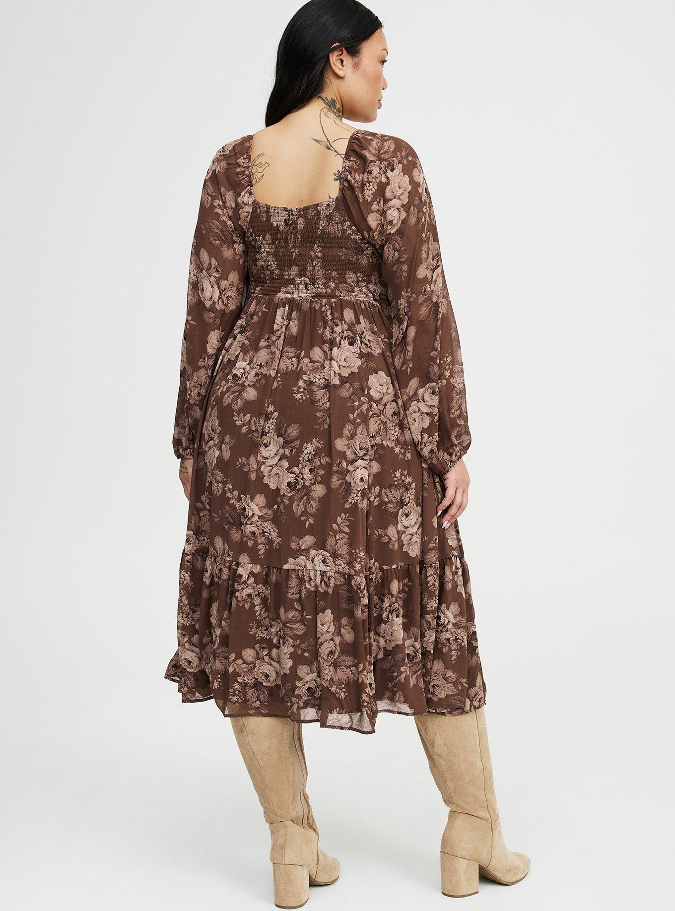 Smocked Bodice Tiered Midi Dress