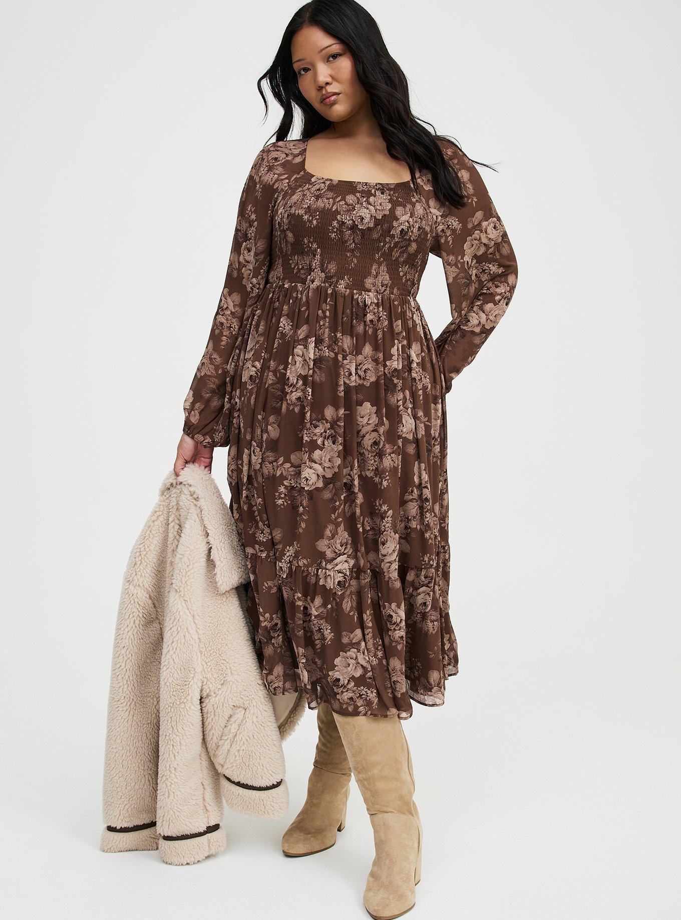 Smocked Bodice Tiered Midi Dress