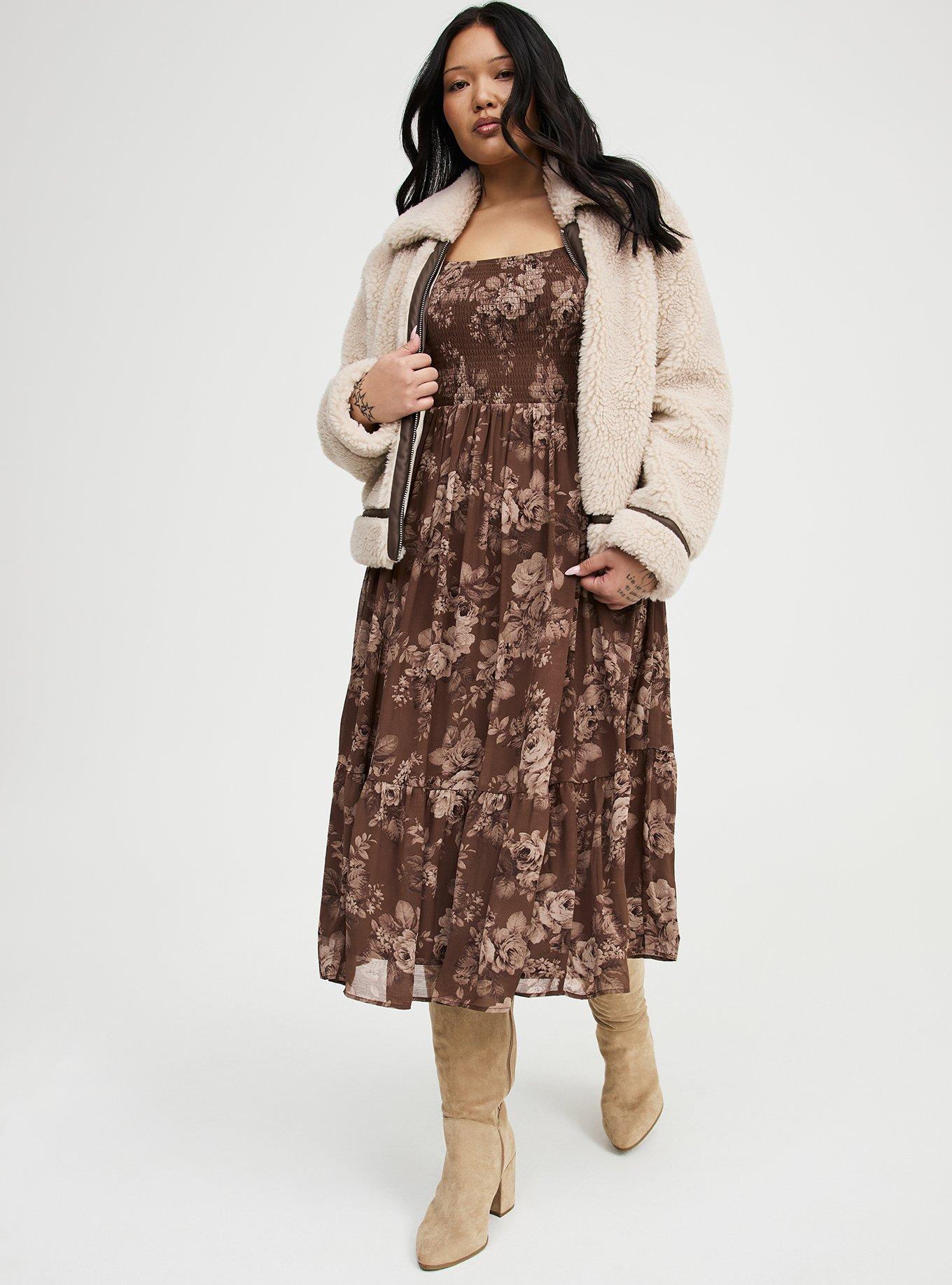 Smocked Bodice Tiered Midi Dress