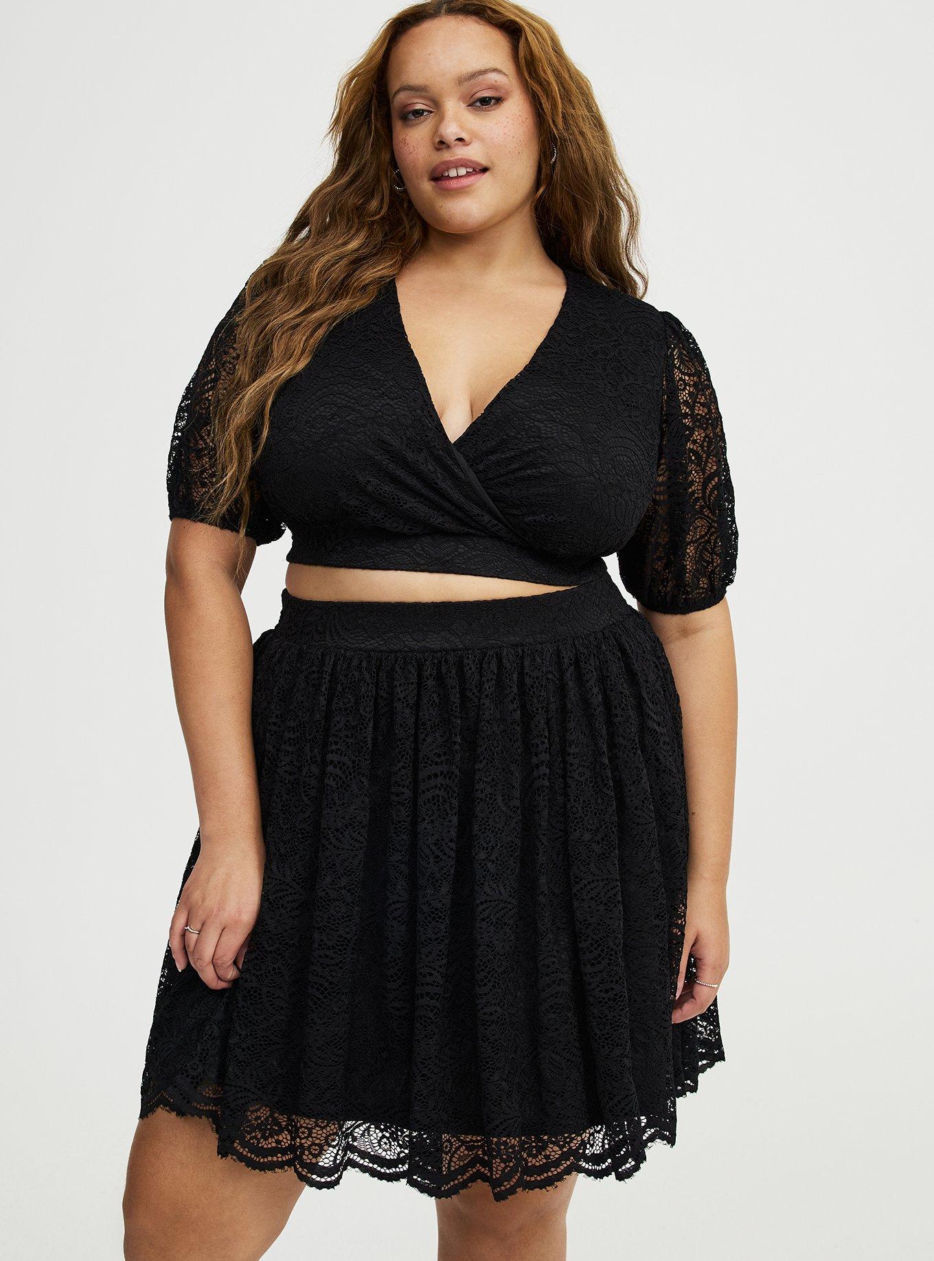 Surplice Mini Skirt Set, DEEP BLACK, alternate