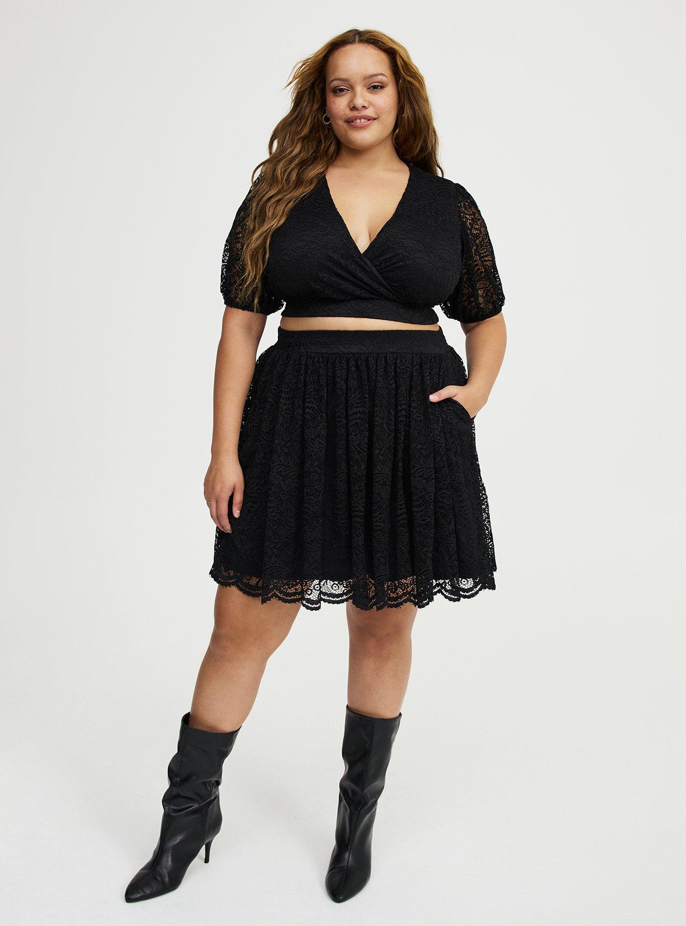 Surplice Mini Skirt Set, DEEP BLACK, alternate