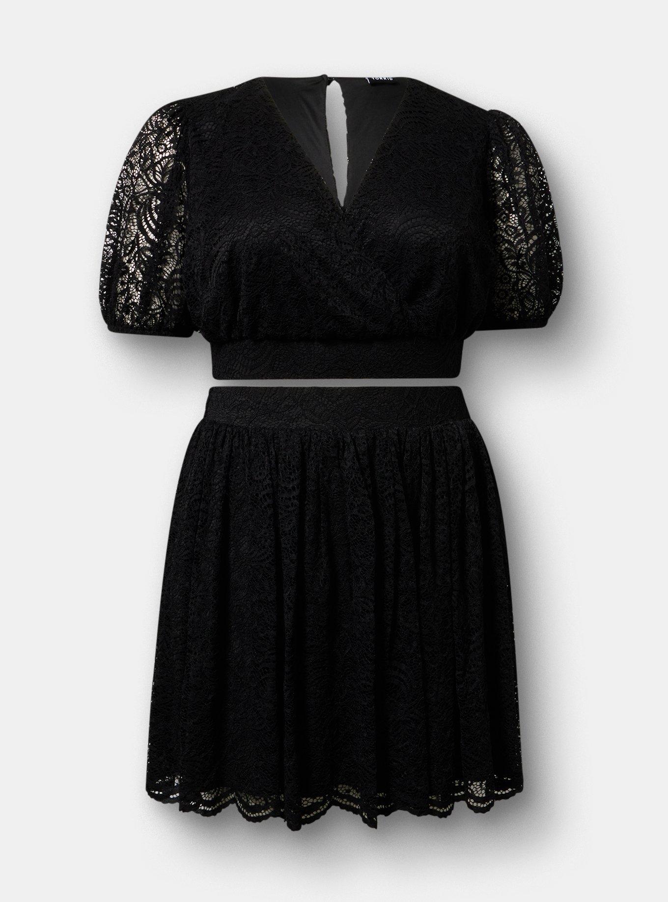 Surplice Mini Skirt Set, DEEP BLACK, hi-res