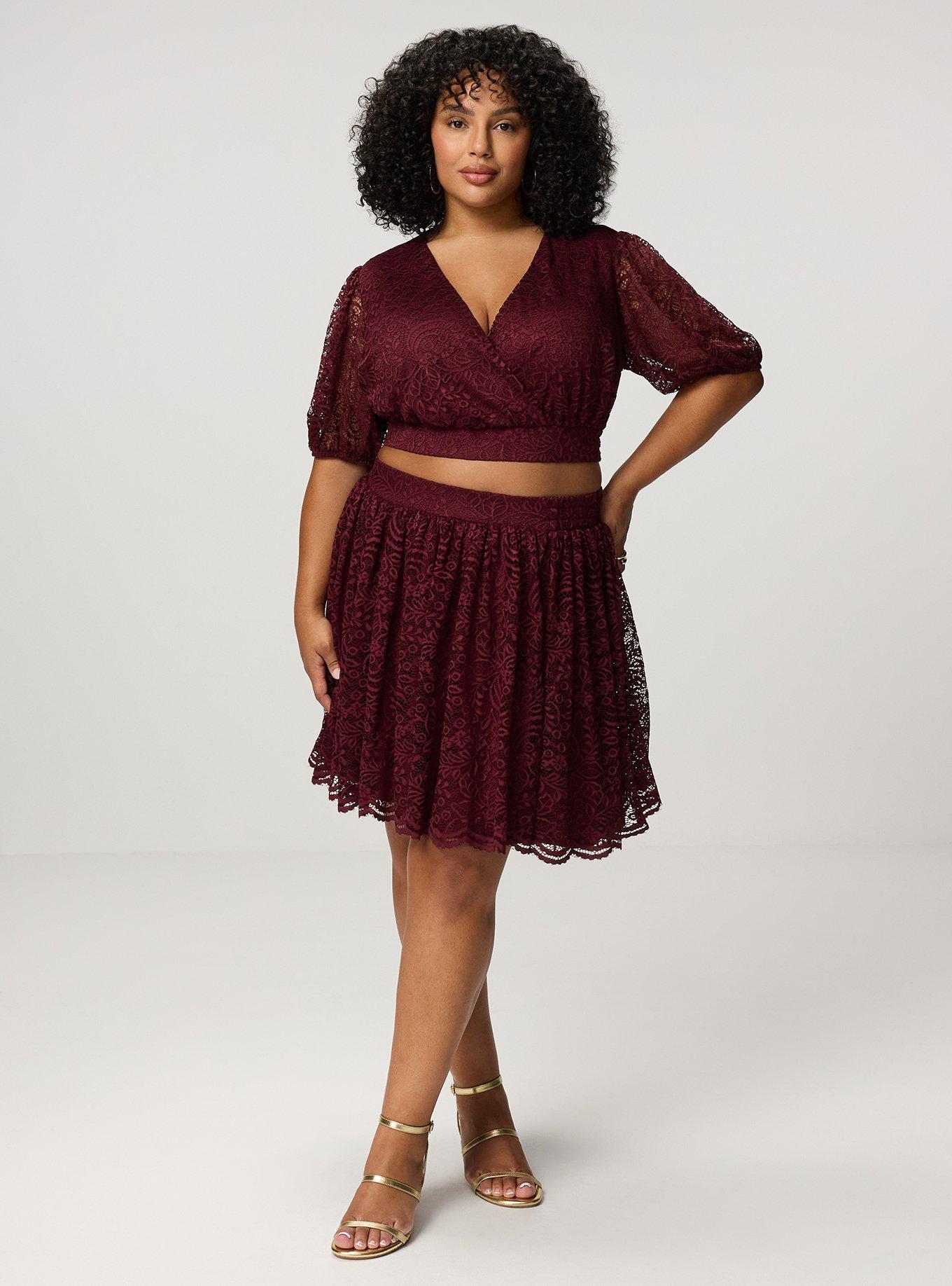 Surplice Mini Skirt Set, MAROON BANNER, alternate