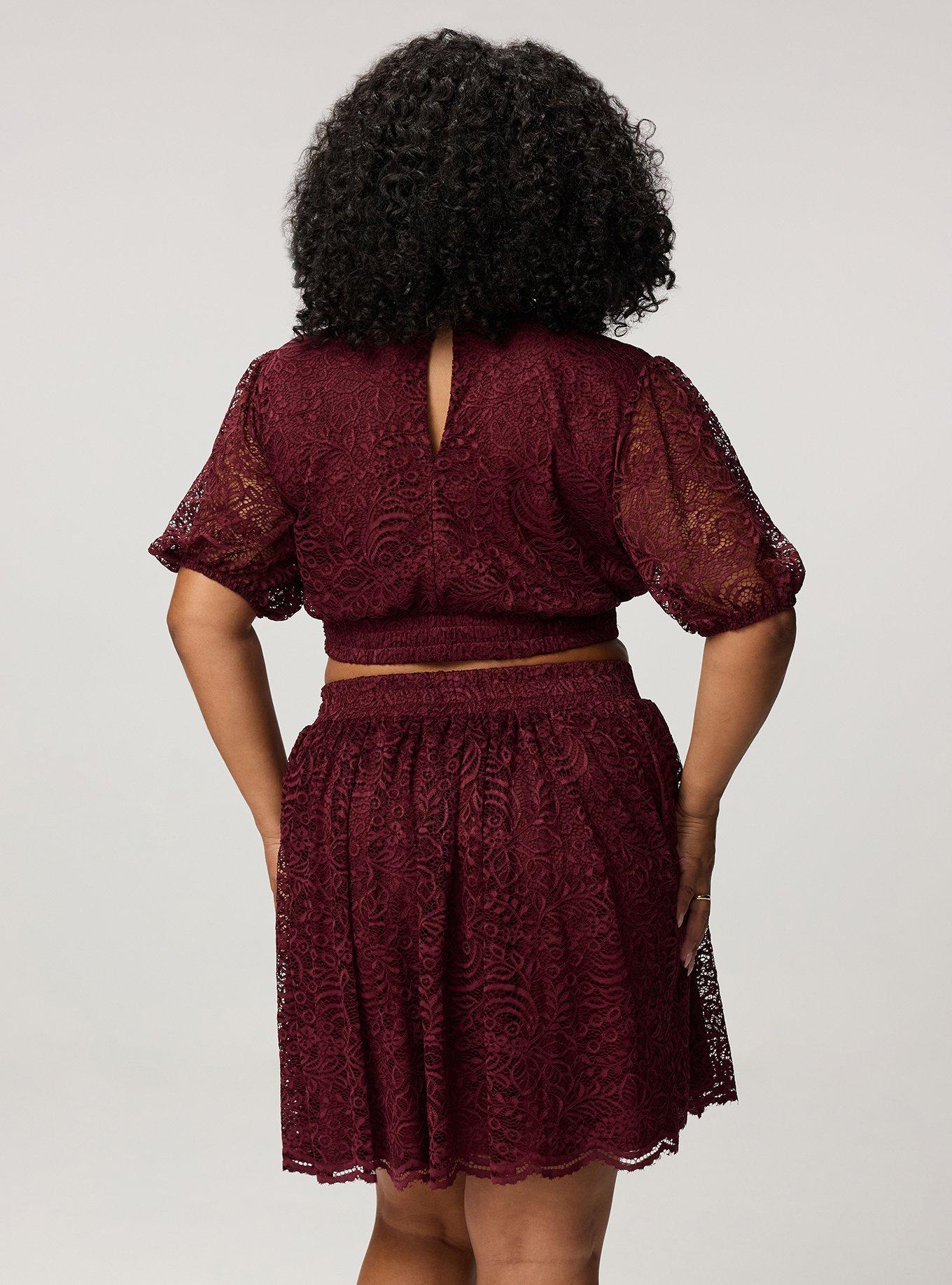 Surplice Mini Skirt Set, MAROON BANNER, alternate
