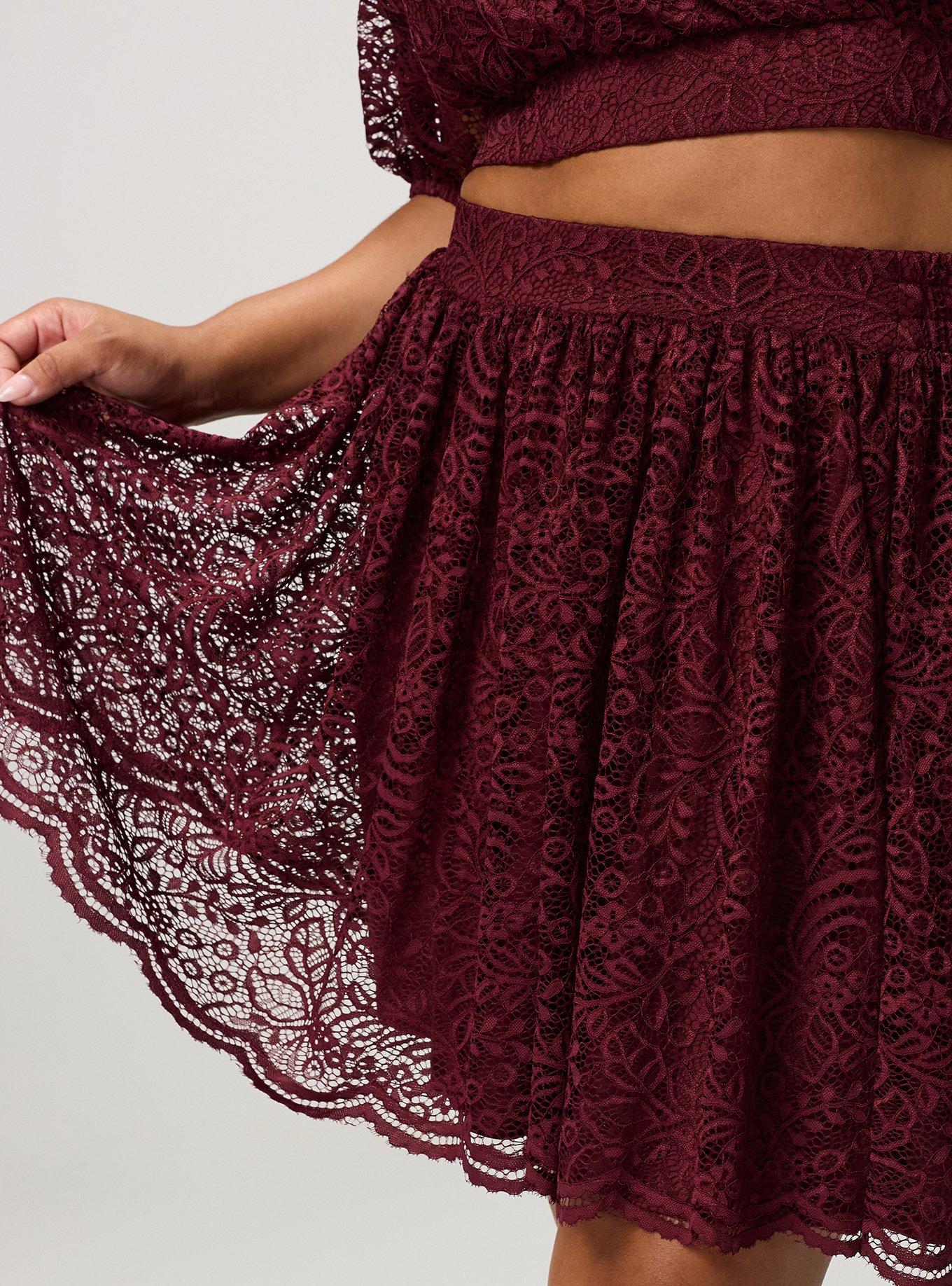 Surplice Mini Skirt Set, MAROON BANNER, alternate