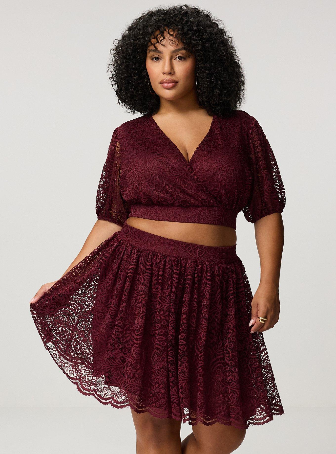 Surplice Mini Skirt Set, MAROON BANNER, hi-res