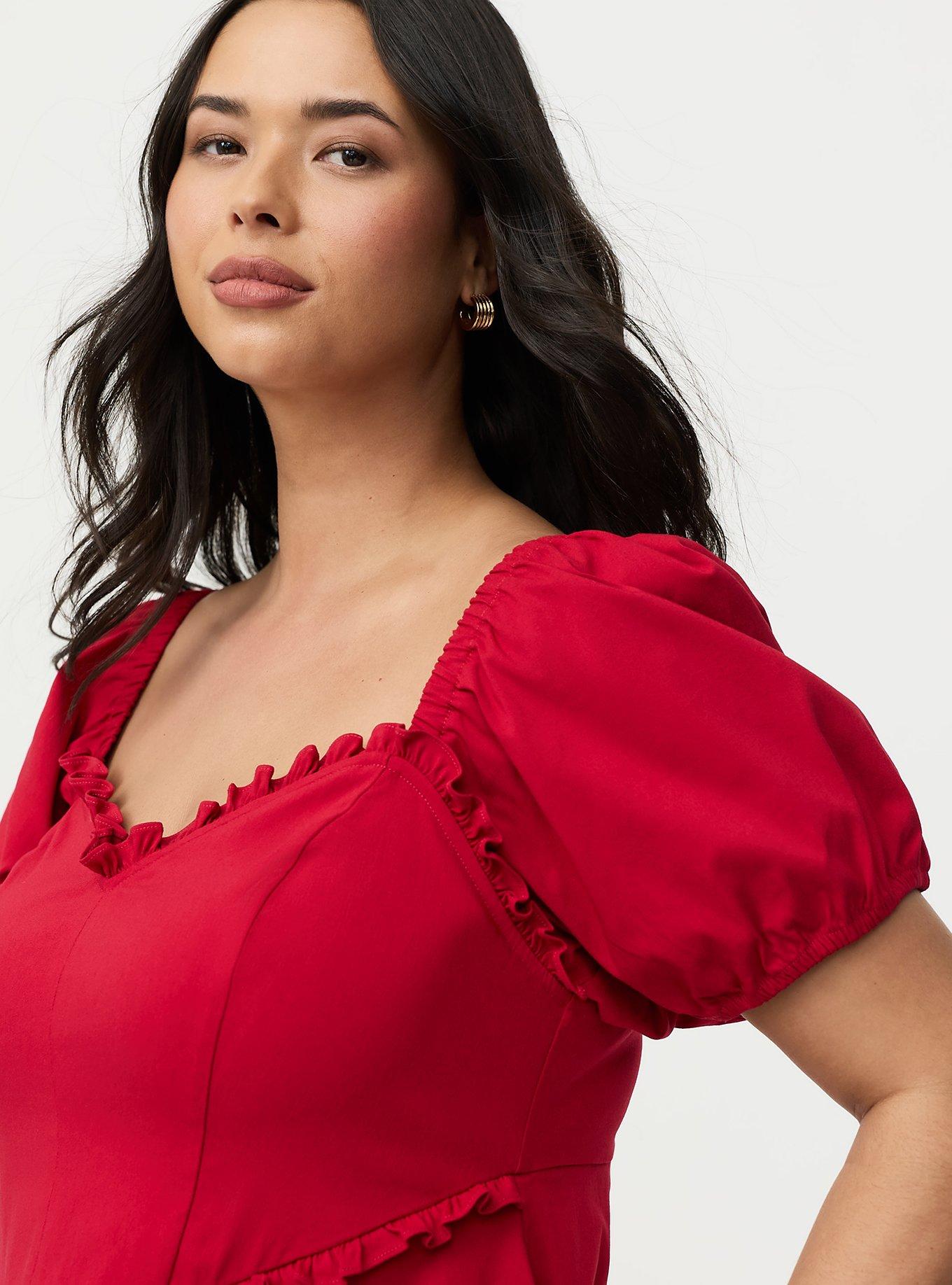 Puff Sleeve Sweetheart Mini Dress, JESTER RED, alternate