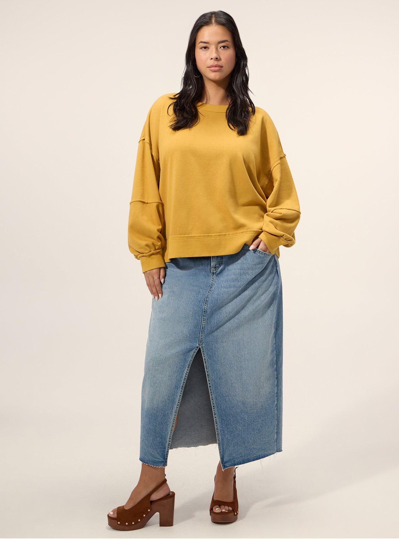 Festi Raw Edge Pullover Sweater, HONEY MUSTARD, alternate