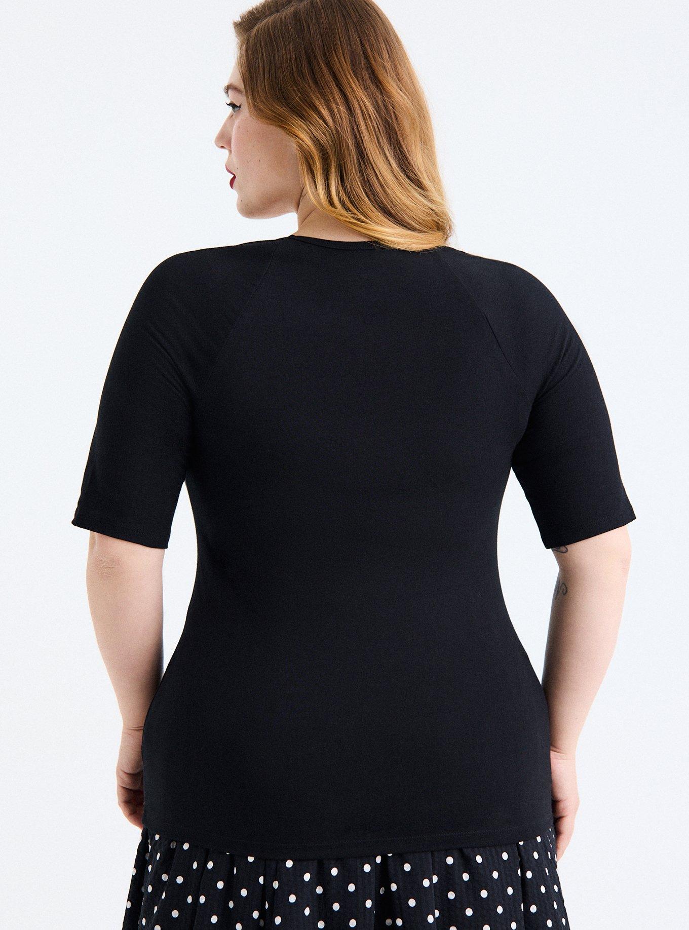 Retro Chic Puff Sleeve Knit Top, DEEP BLACK, alternate