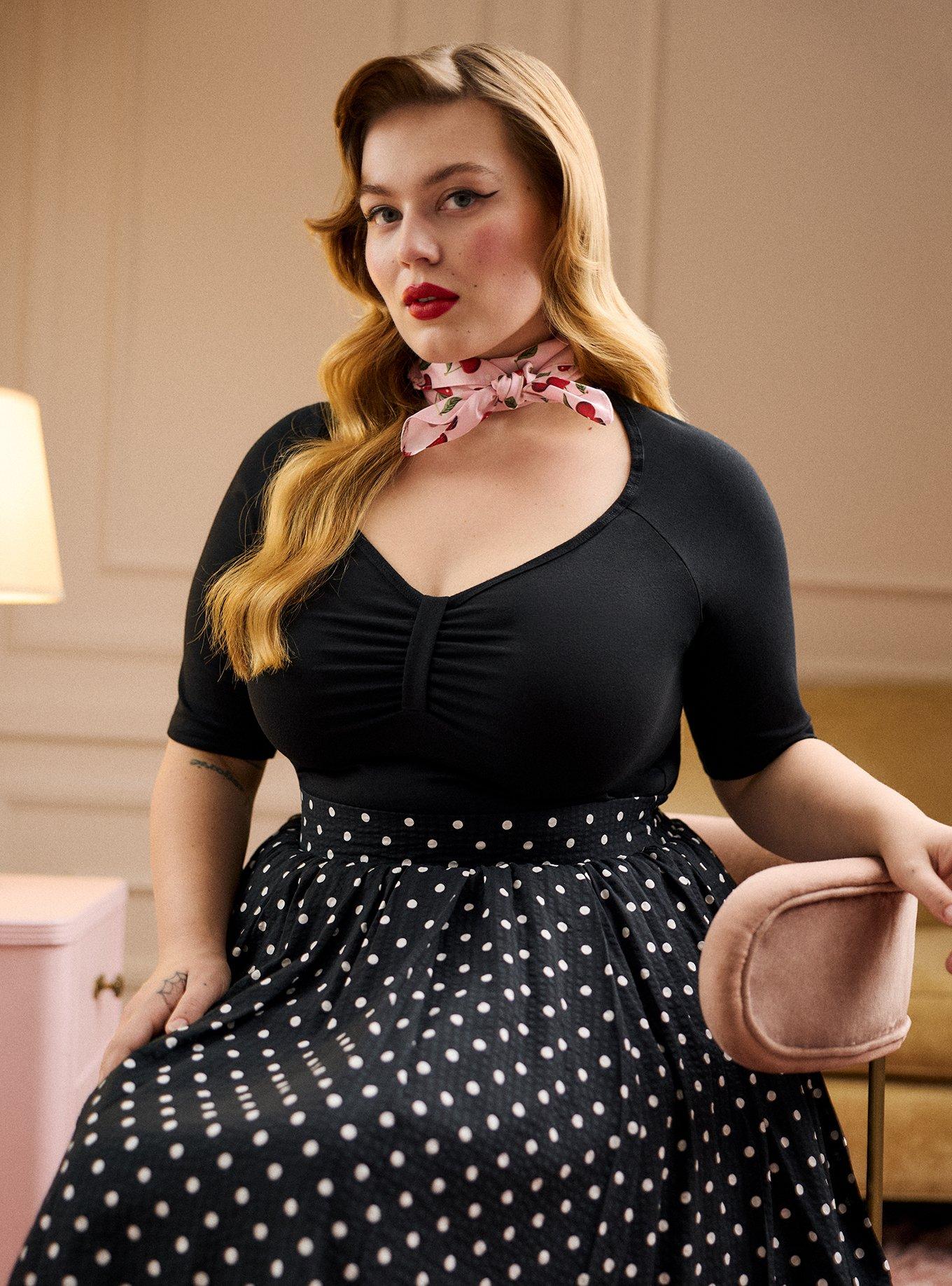 Retro Chic Puff Sleeve Knit Top, DEEP BLACK, alternate