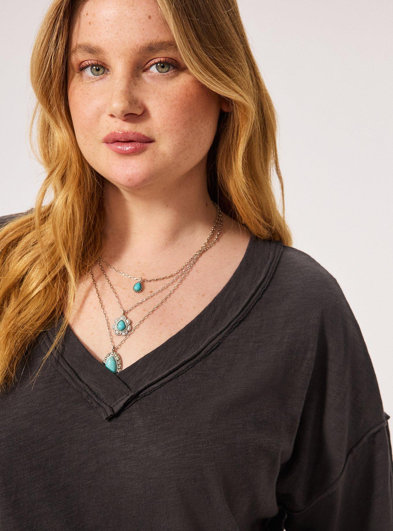 Festi Oversized Drop Shoulder V-Neck Tee, PHANTOM, alternate