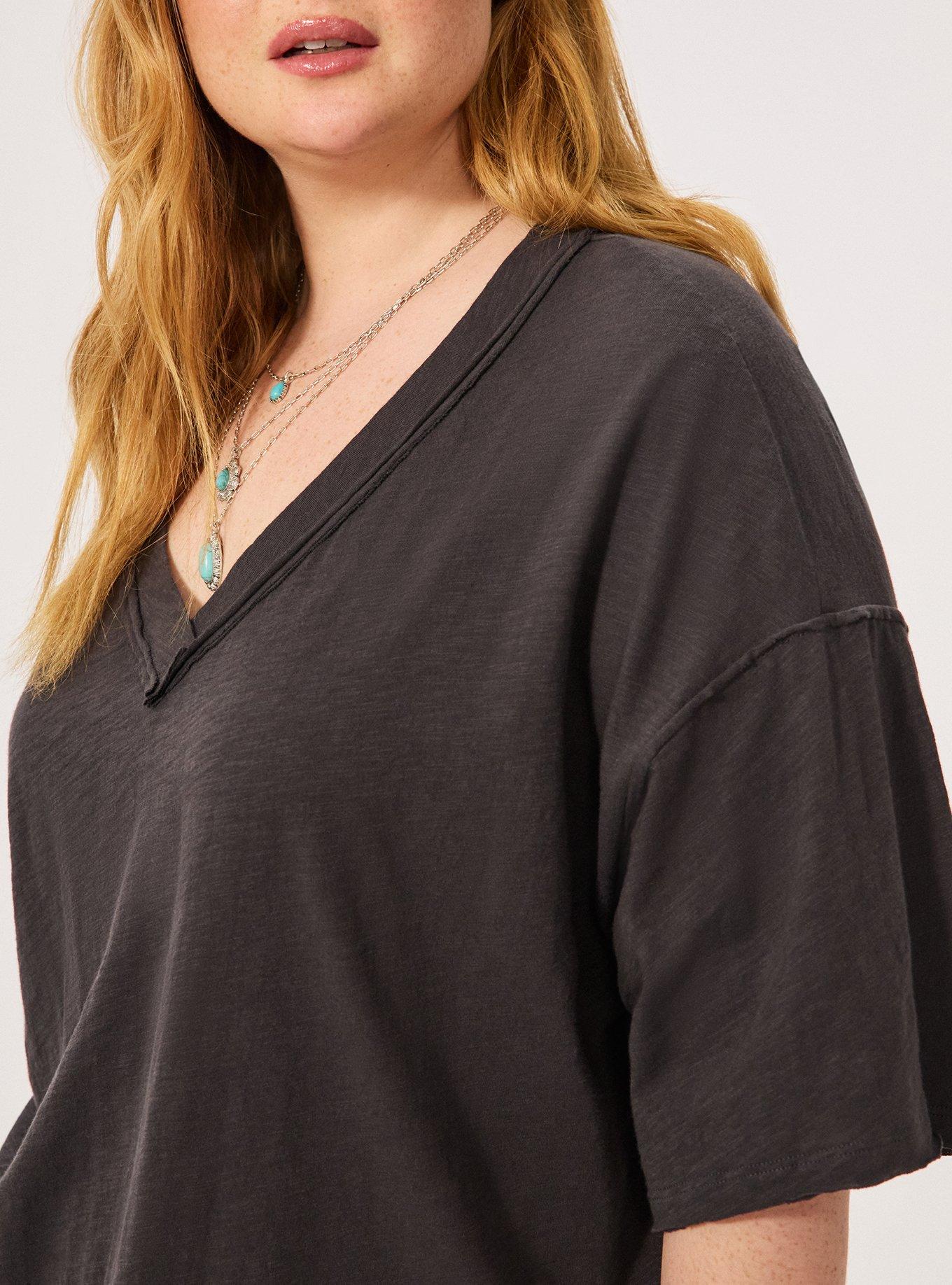 Festi Oversized Drop Shoulder V-Neck Tee, PHANTOM, alternate