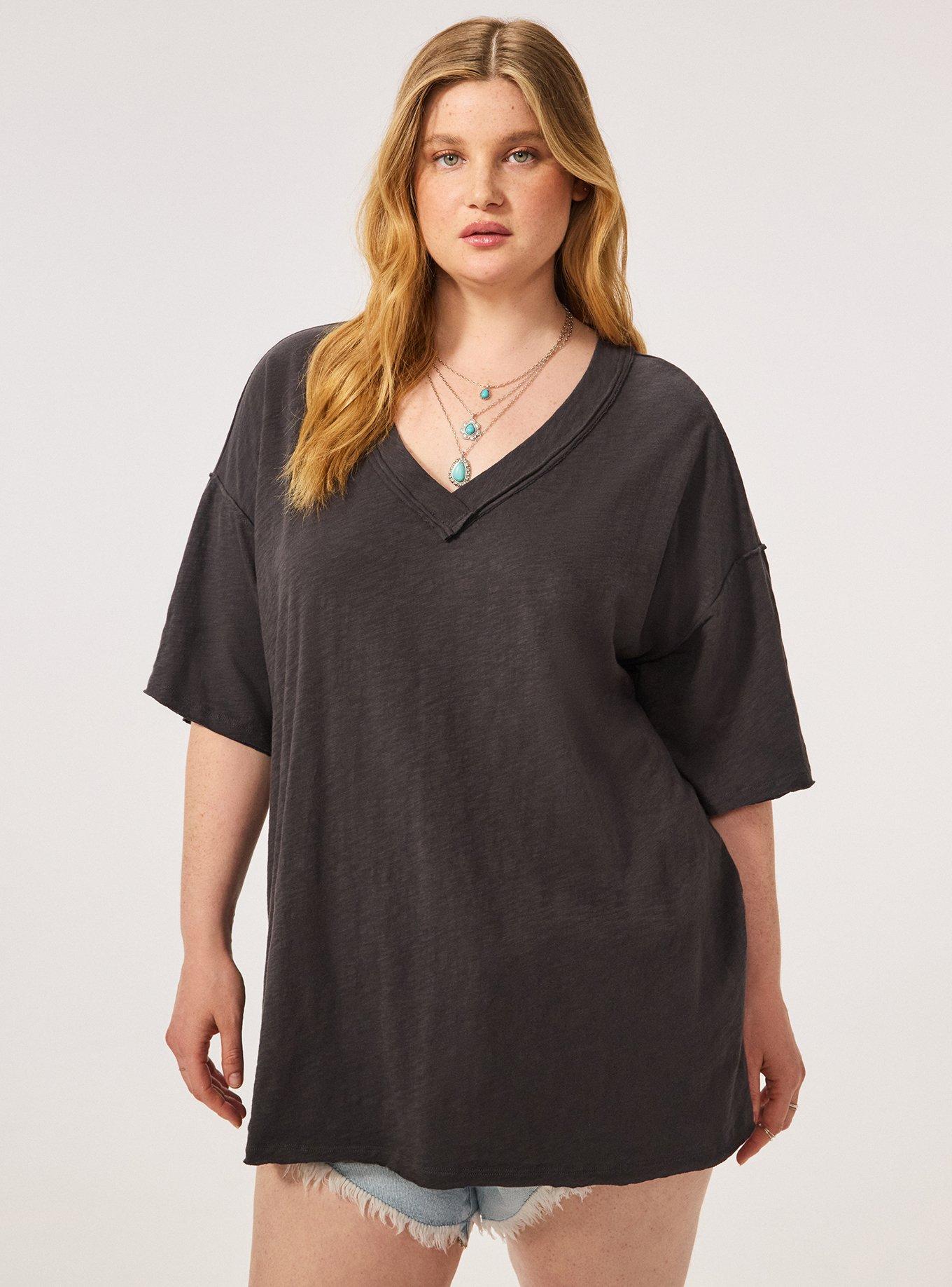 Festi Oversized Drop Shoulder V-Neck Tee, PHANTOM, alternate