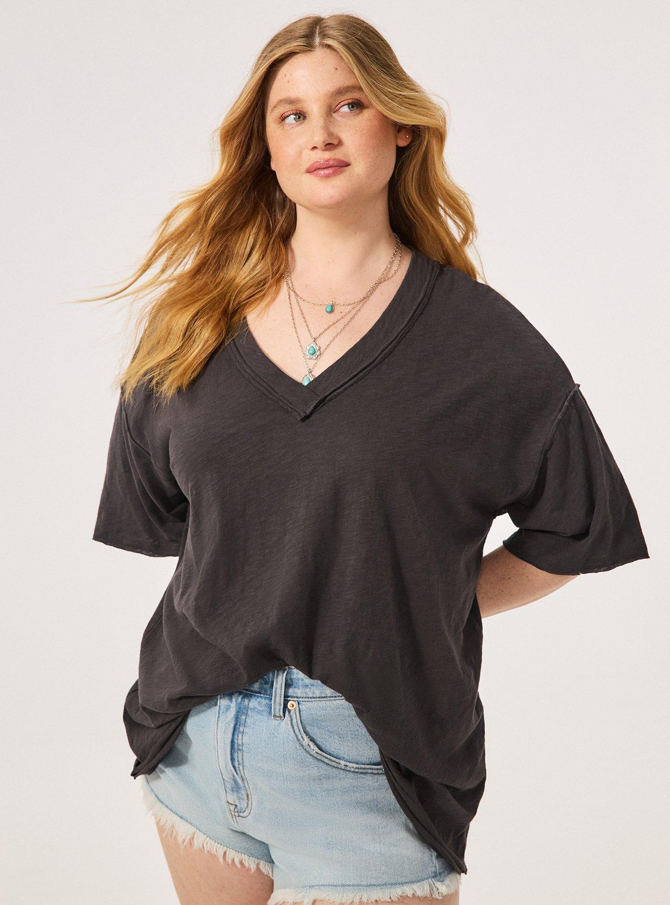 Festi Oversized Drop Shoulder V-Neck Tee, PHANTOM, hi-res