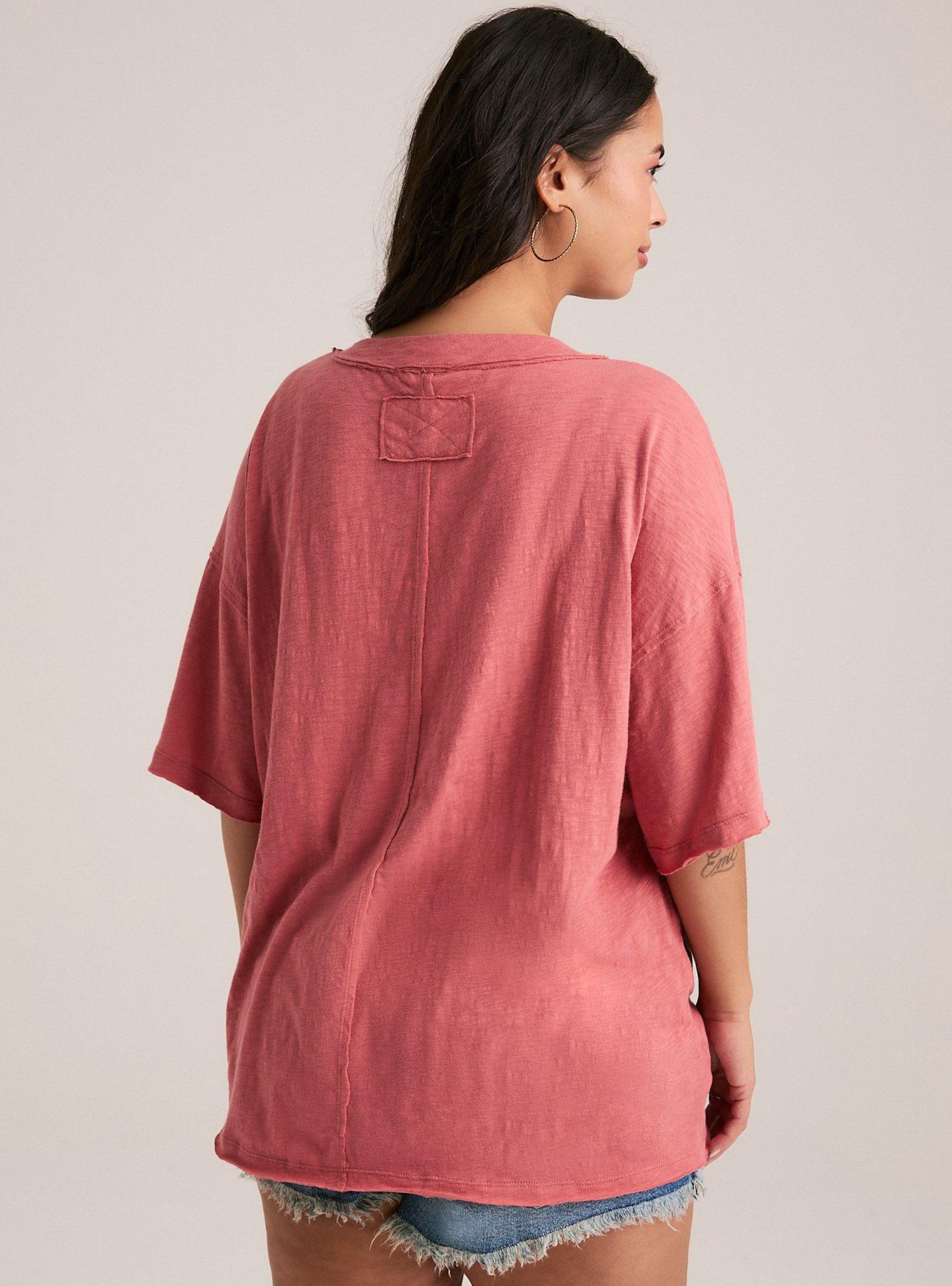 Festi Drop Shoulder V-Neck Tee, DUSTY CEDAR, alternate