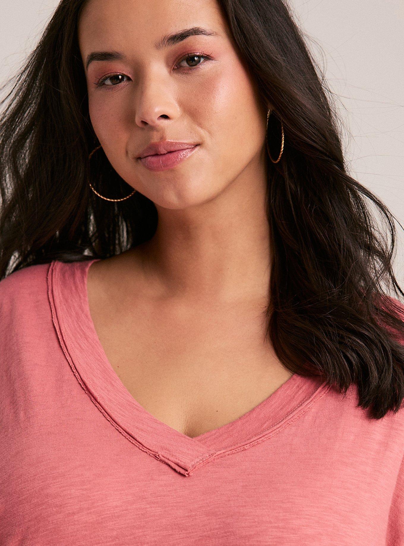 Festi Drop Shoulder V-Neck Tee, DUSTY CEDAR, alternate