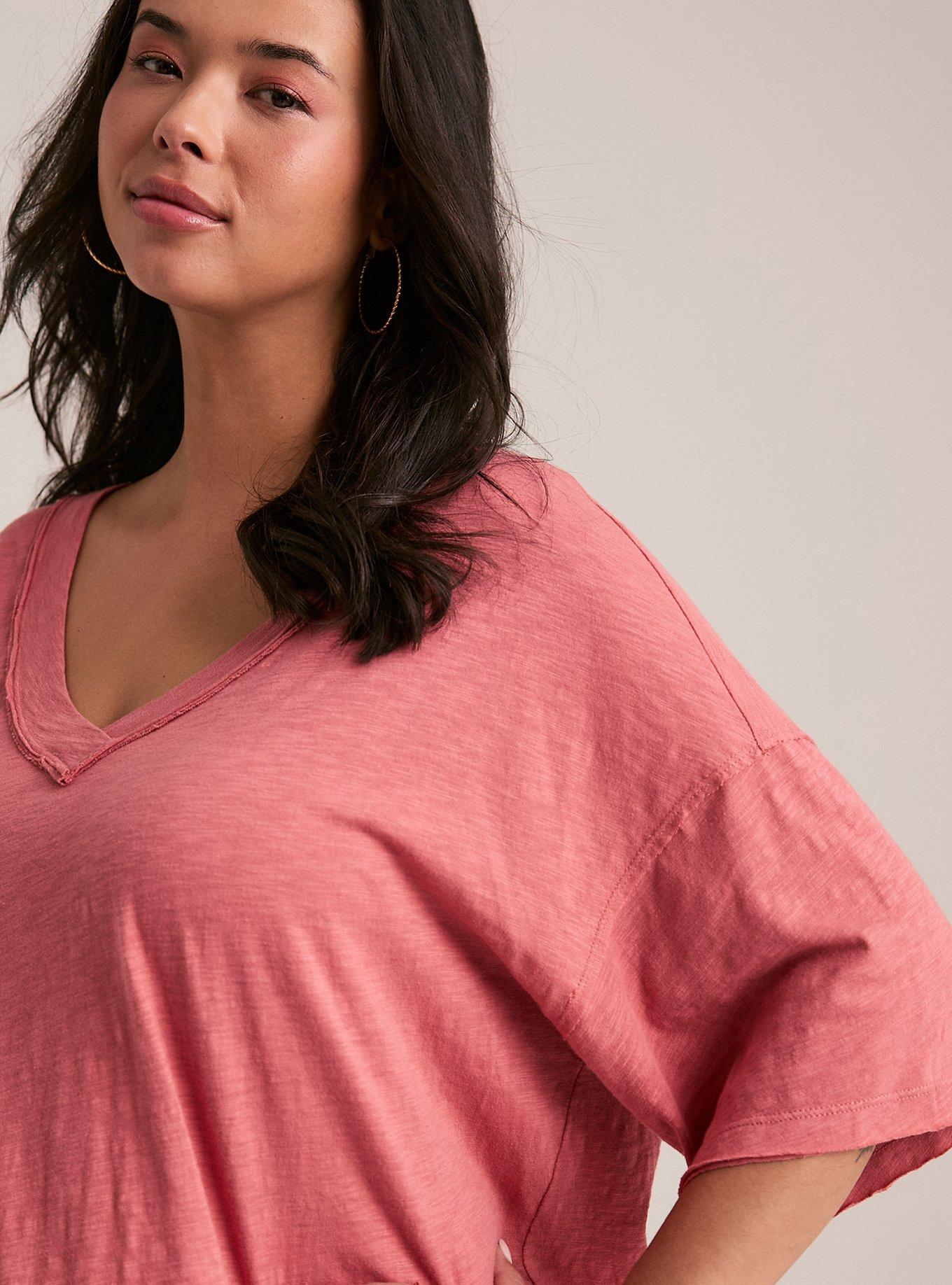 Festi Drop Shoulder V-Neck Tee, DUSTY CEDAR, alternate