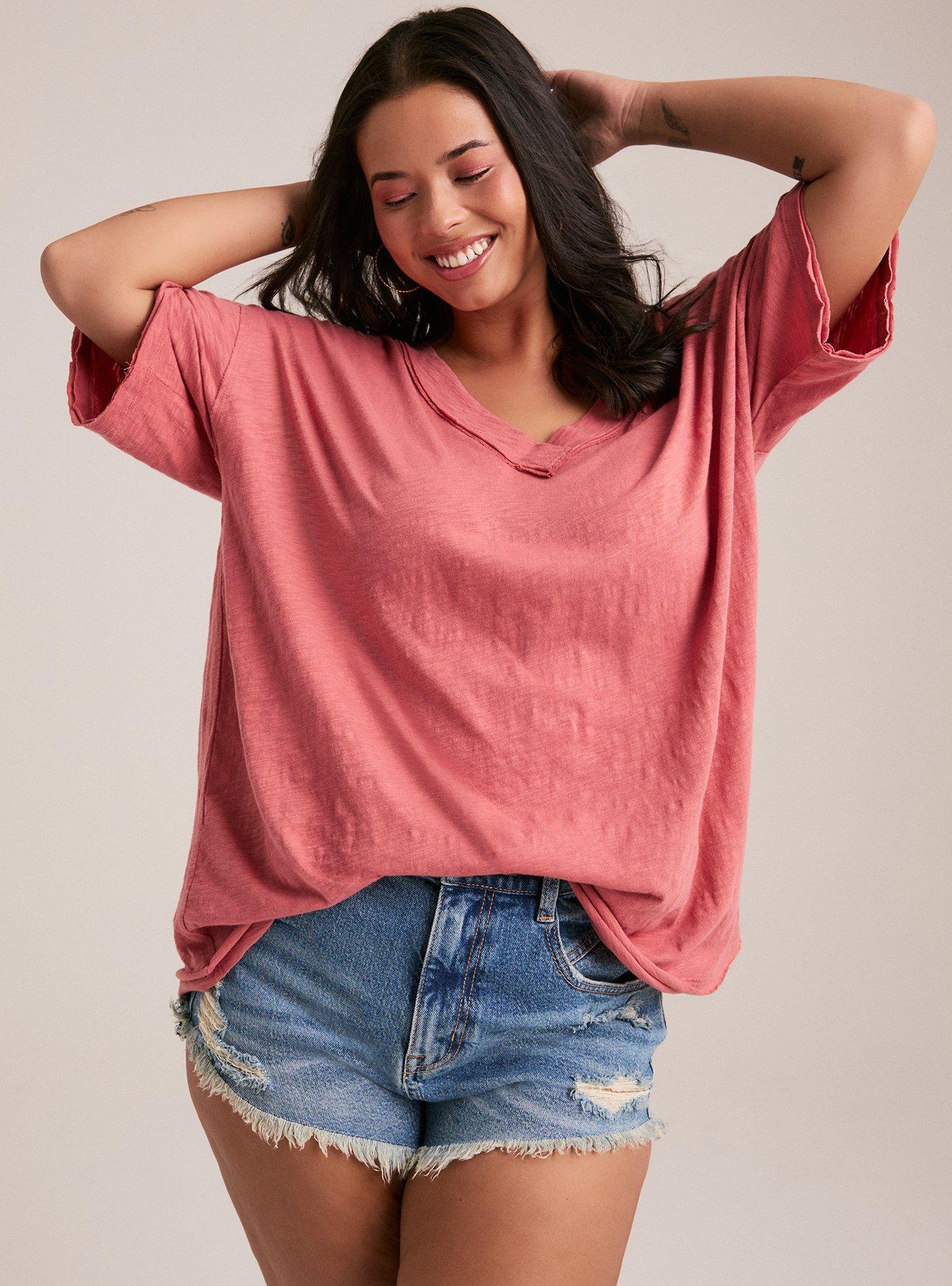 Festi Drop Shoulder V-Neck Tee, DUSTY CEDAR, alternate