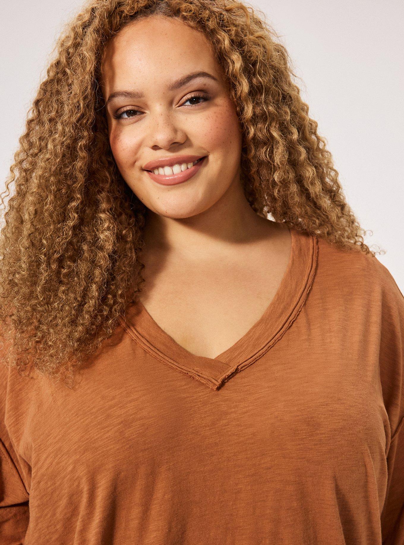 Festi Oversized Drop Shoulder V-Neck Tee, MOCHA BISQUE, alternate