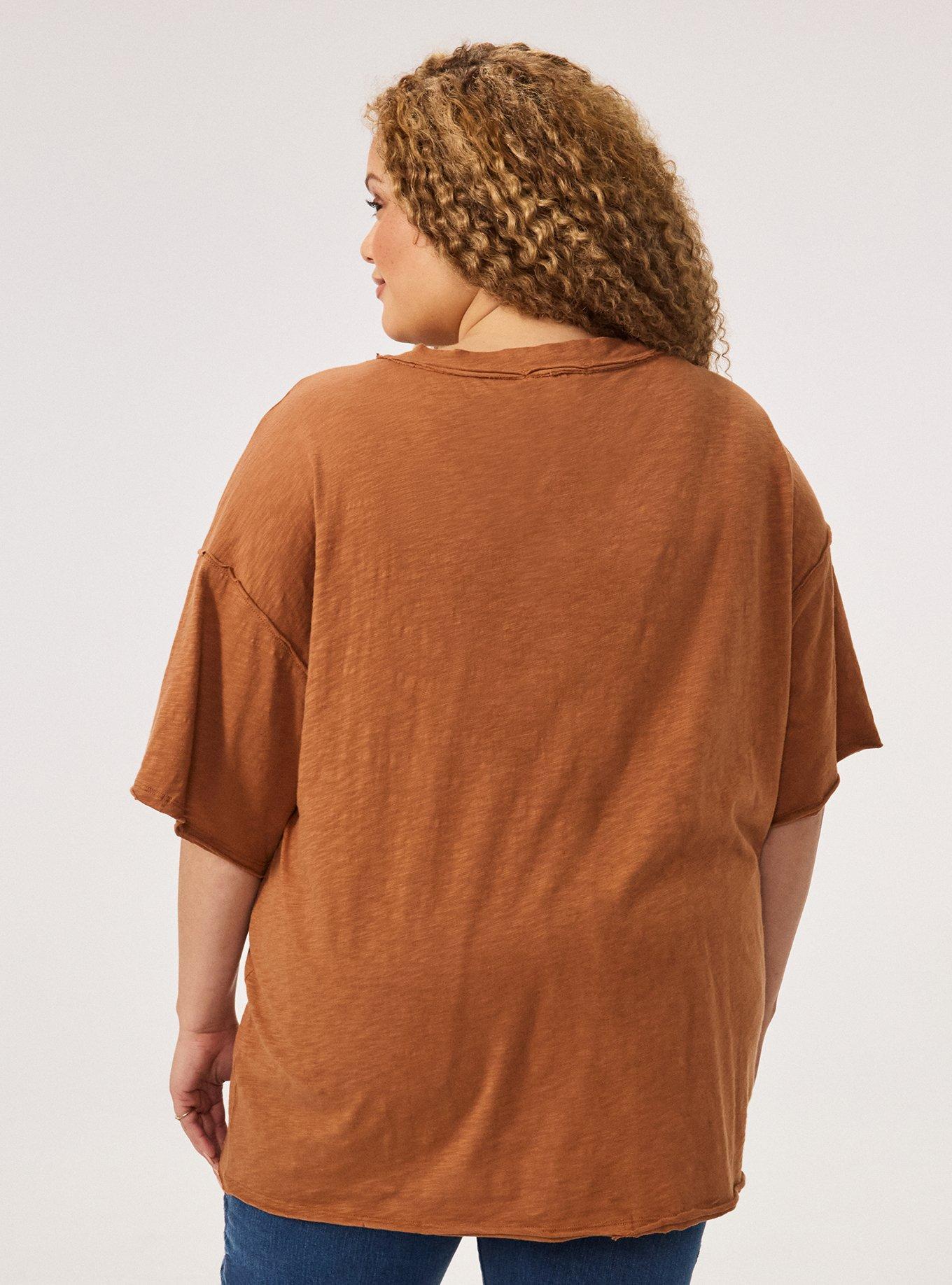 Festi Oversized Drop Shoulder V-Neck Tee, MOCHA BISQUE, alternate