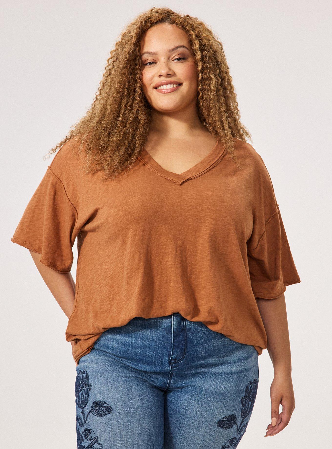Festi Oversized Drop Shoulder V-Neck Tee, MOCHA BISQUE, alternate