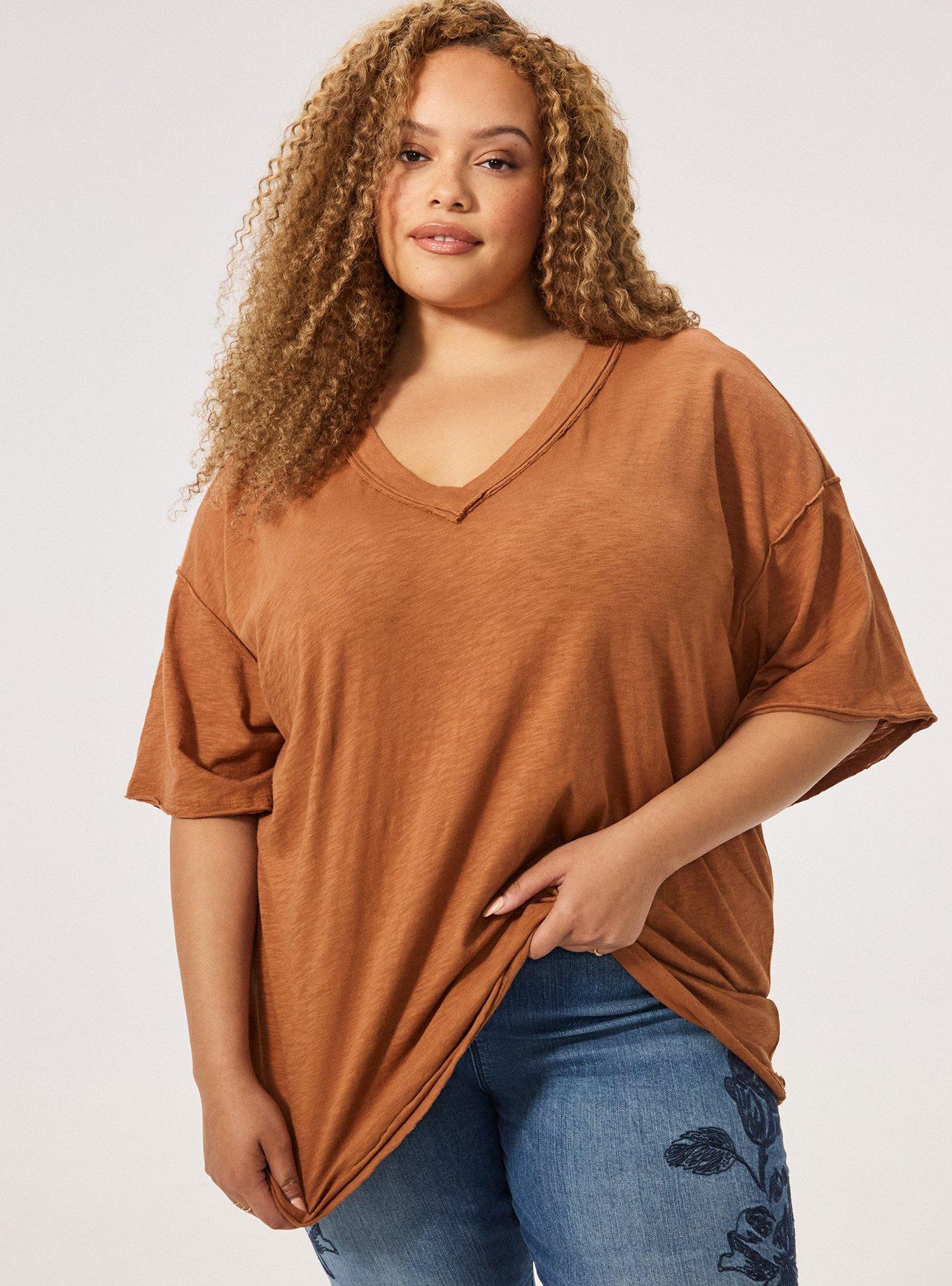 Festi Oversized Drop Shoulder V-Neck Tee, MOCHA BISQUE, hi-res