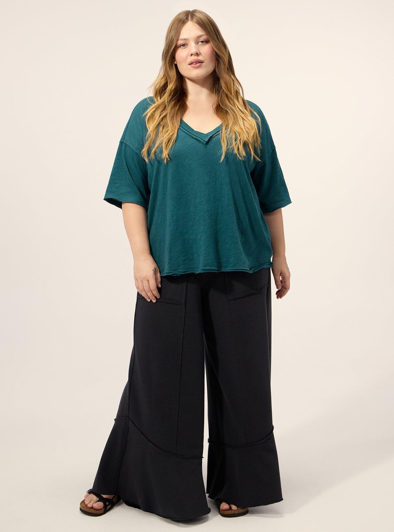 Festi Oversized Drop Shoulder V-Neck Tee, DARK SEA, alternate