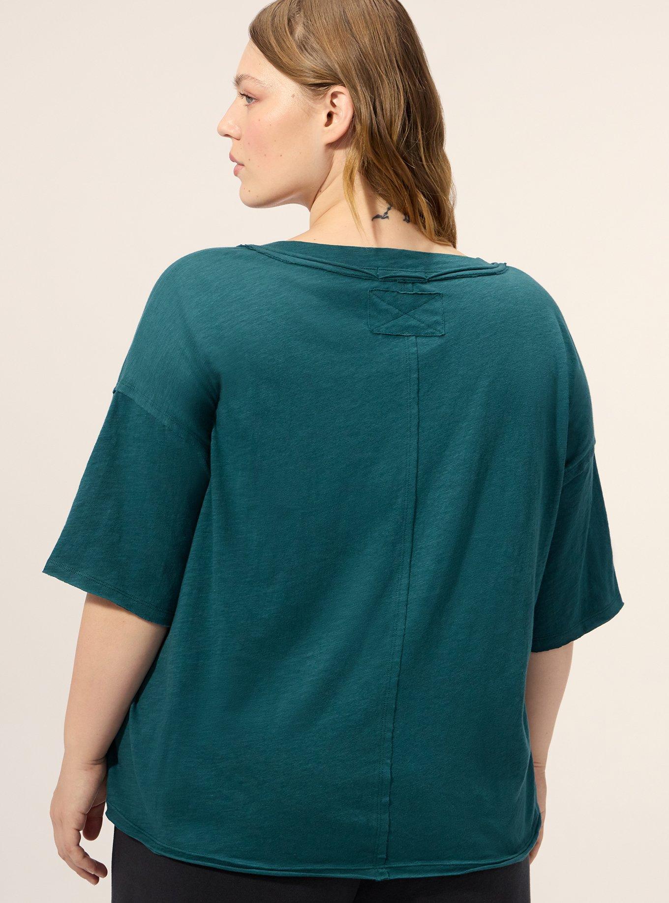 Festi Oversized Drop Shoulder V-Neck Tee, DARK SEA, alternate