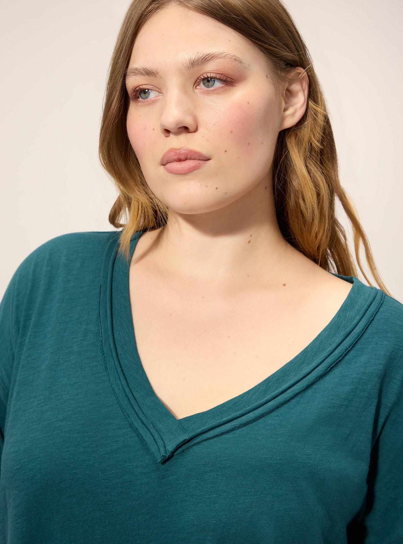 Festi Oversized Drop Shoulder V-Neck Tee, DARK SEA, alternate