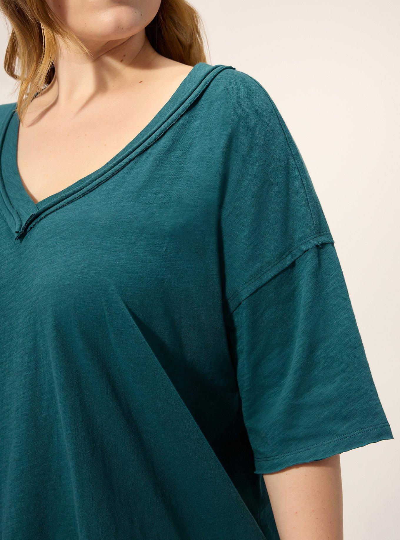 Festi Oversized Drop Shoulder V-Neck Tee, DARK SEA, alternate