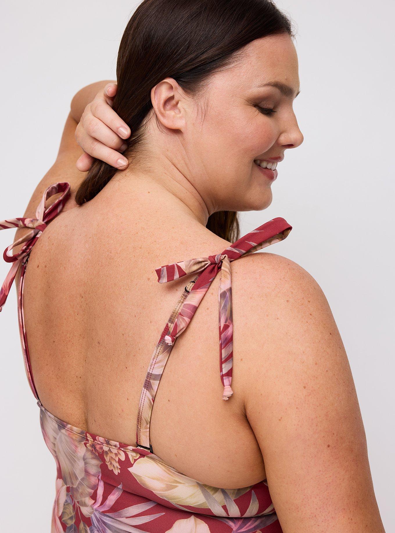 Wireless One Piece Swimsuit, CANAL TROPICAL BURGUNDY, alternate