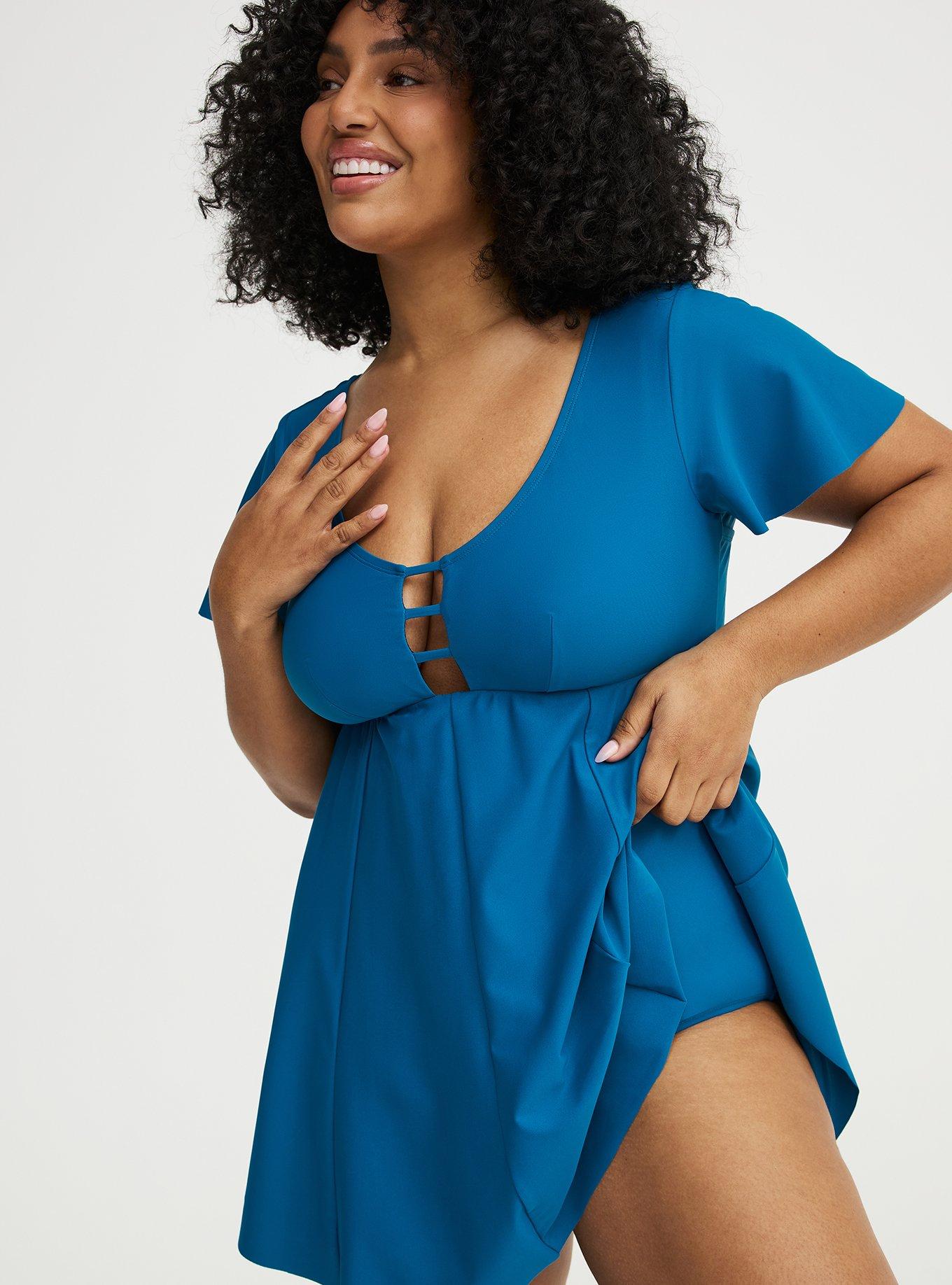 XO Flutter Sleeve Fit & Flare Swim Dress, COSMO SWIM, alternate