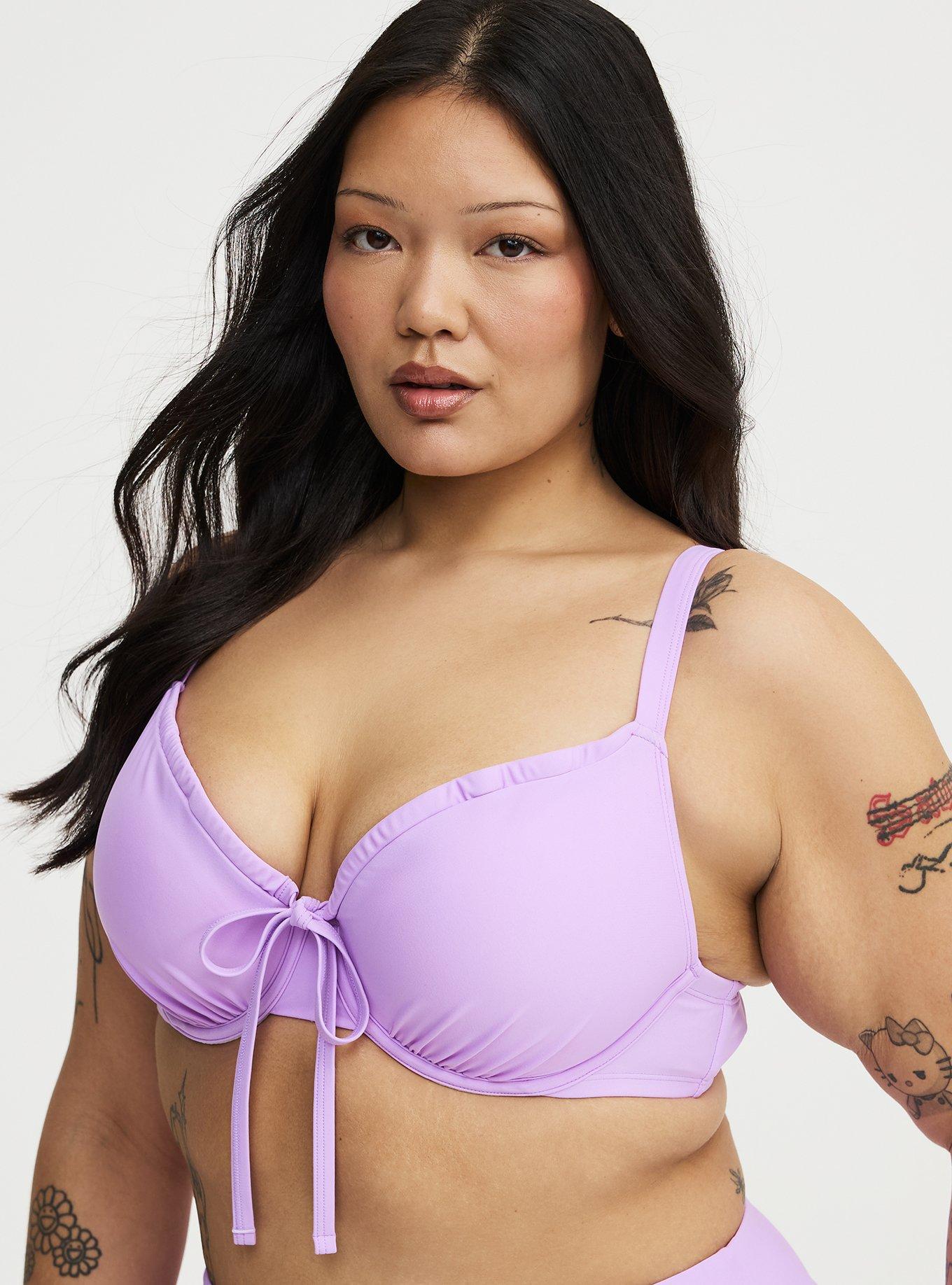 Plus Size Underwire Bow Bikini Top, WISTERIA SWIM, hi-res