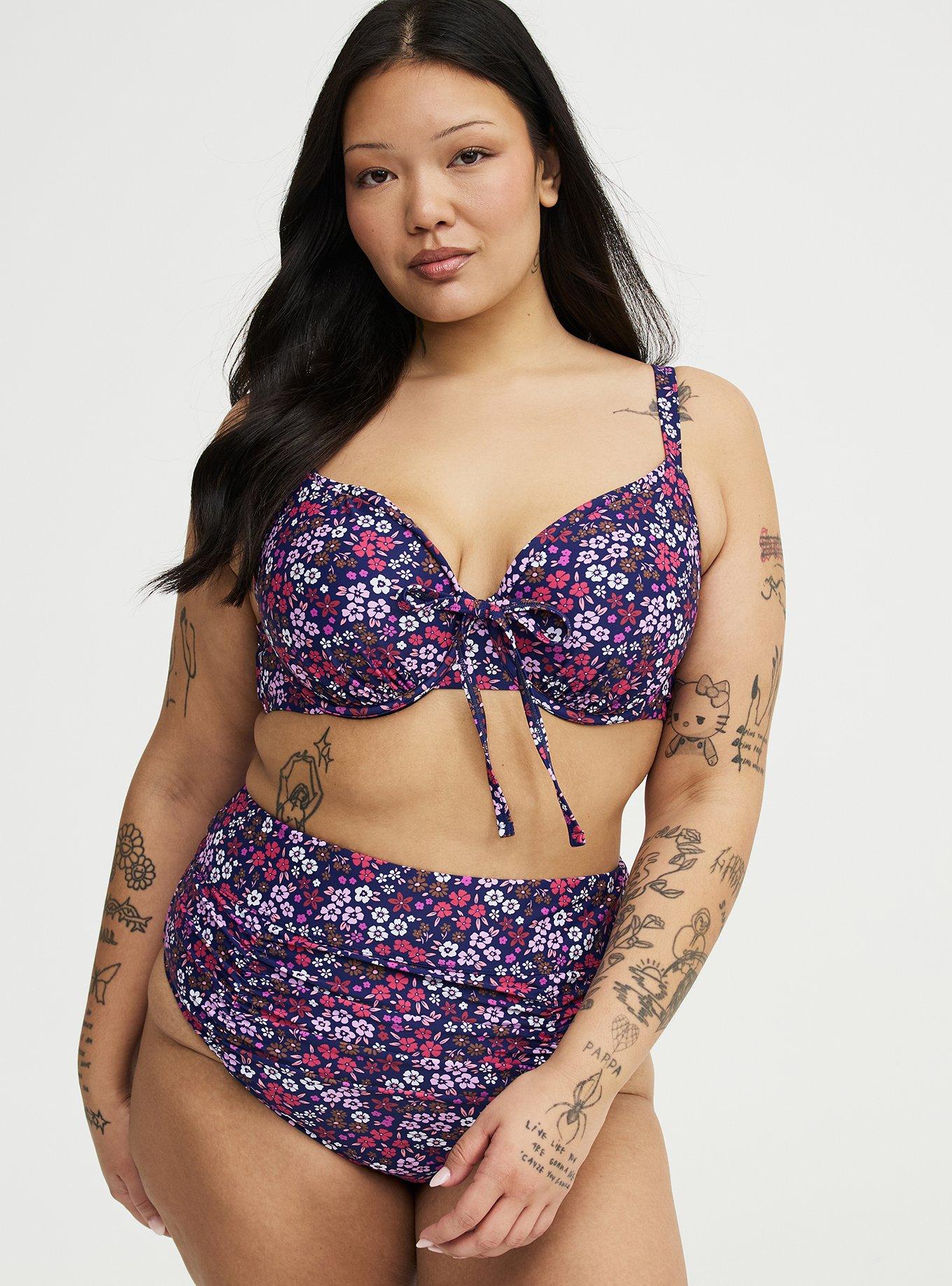 Underwire Bow Bikini Top, ALEX DITSY BLUE, alternate