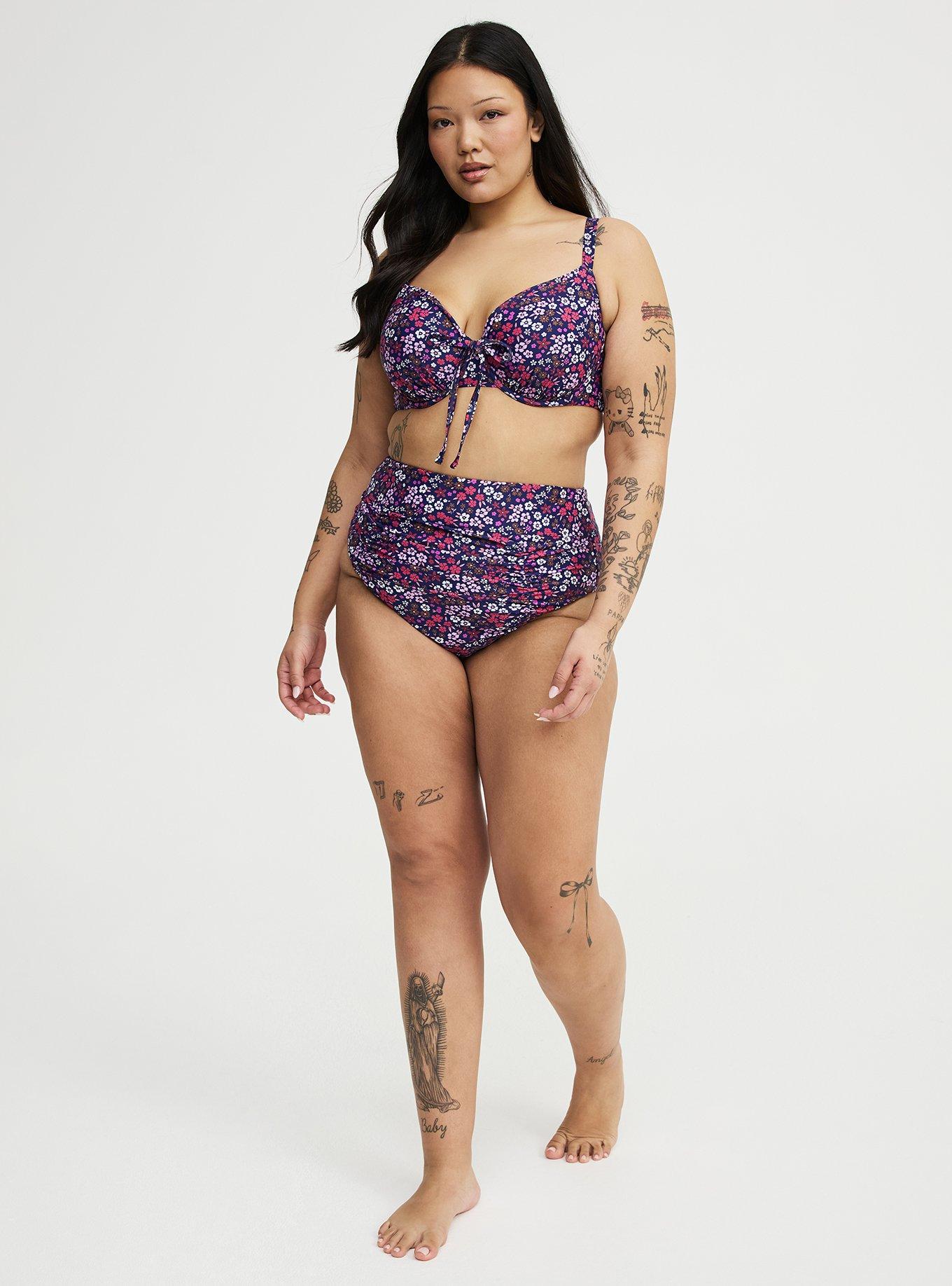 Underwire Bow Bikini Top, ALEX DITSY BLUE, alternate