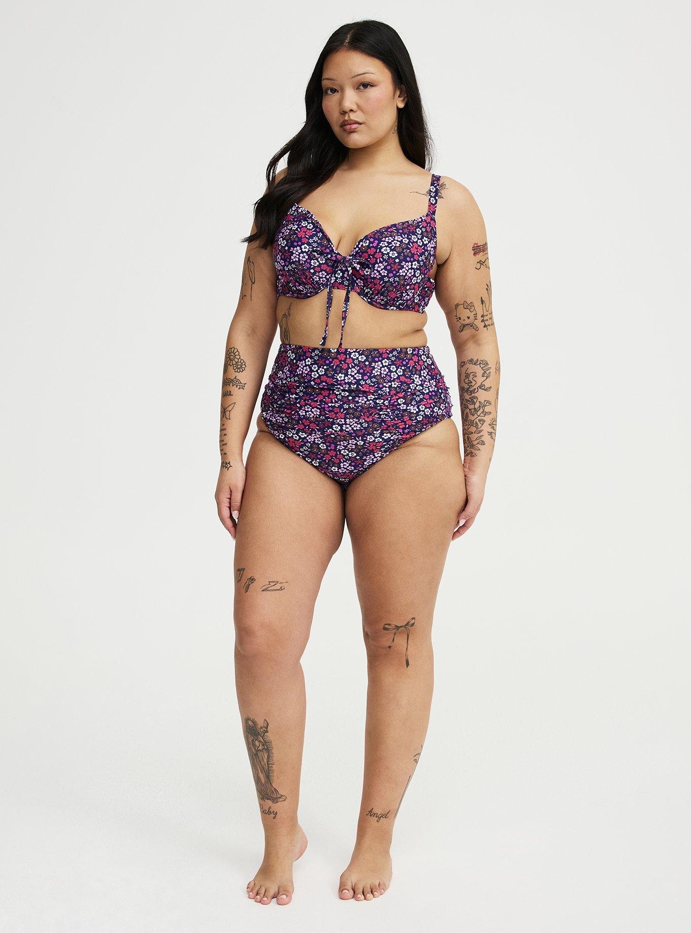 Underwire Bow Bikini Top, ALEX DITSY BLUE, alternate