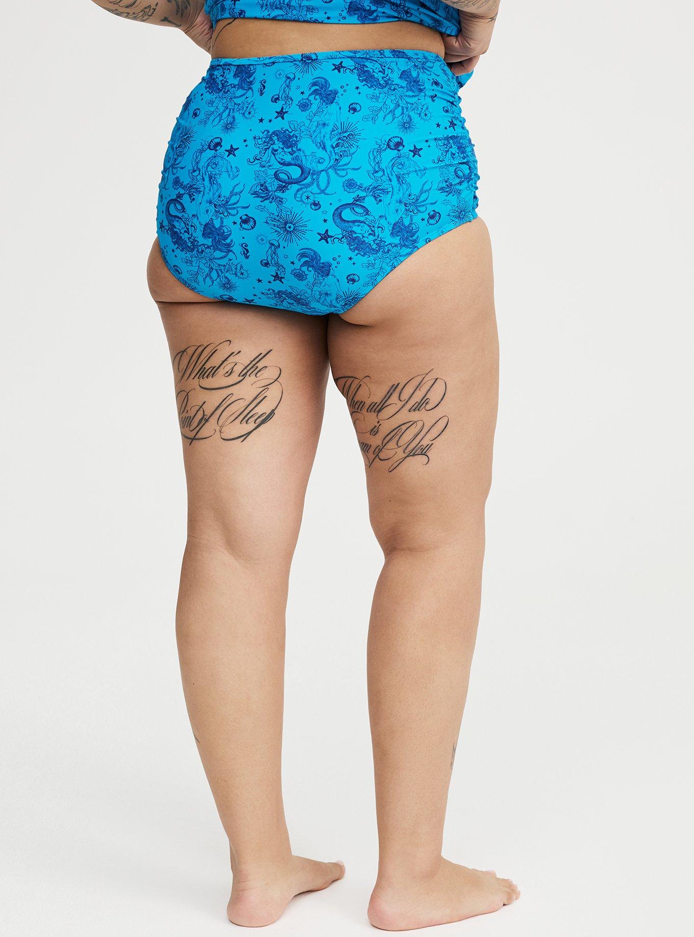 High Waist Swim Bottom, OCEAN MERMAID FANTASY TEAL, alternate